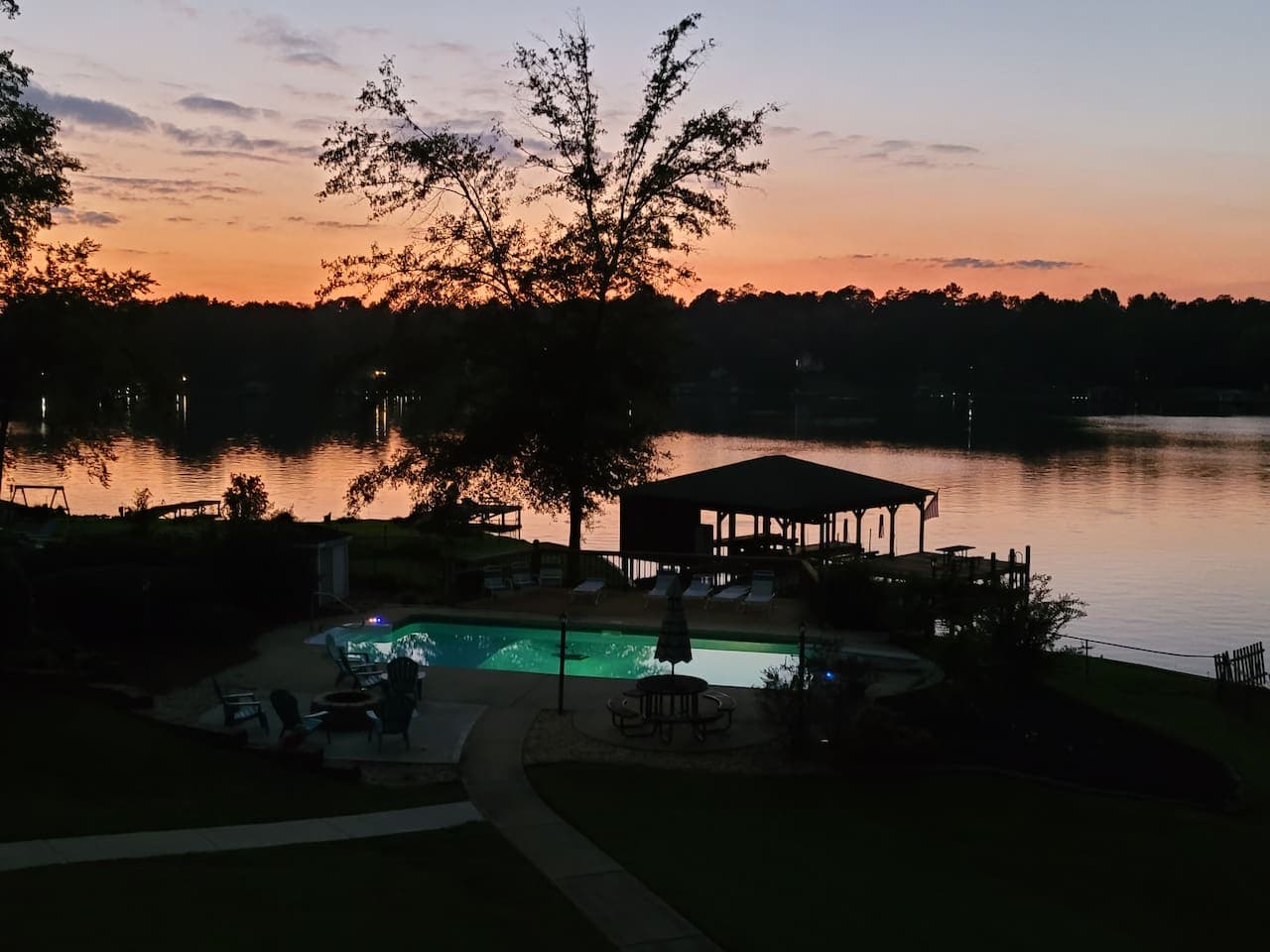 View from primary bedroom at sunset