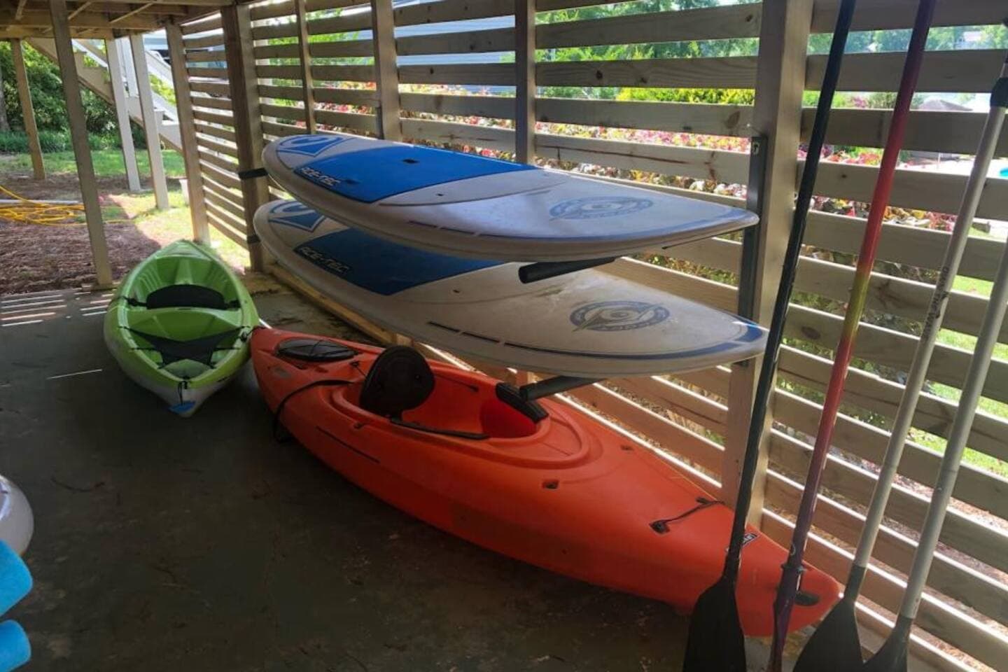 kayaks and paddle boards