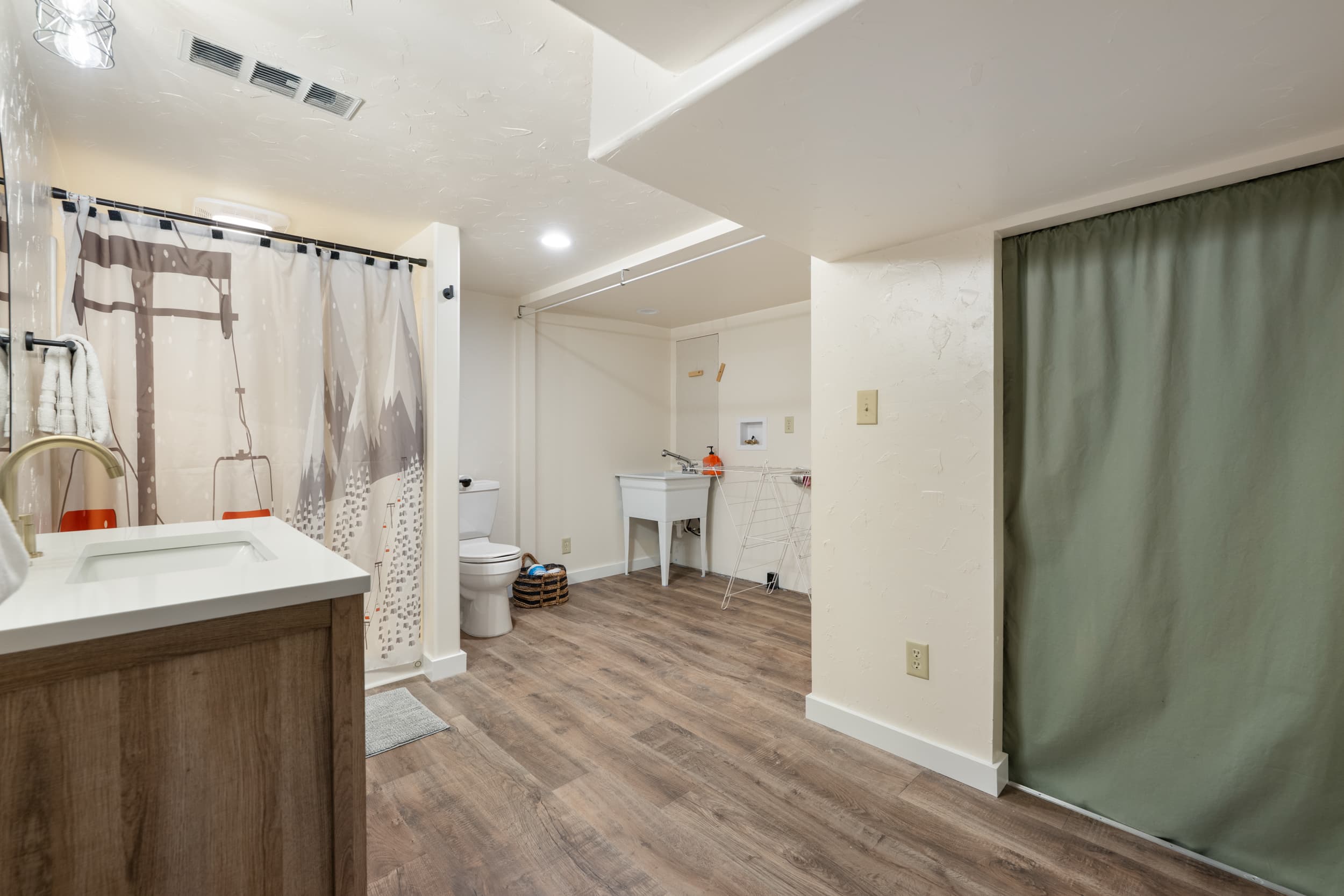 Lower level full bathroom - shower only. Room for drying out your wet gear