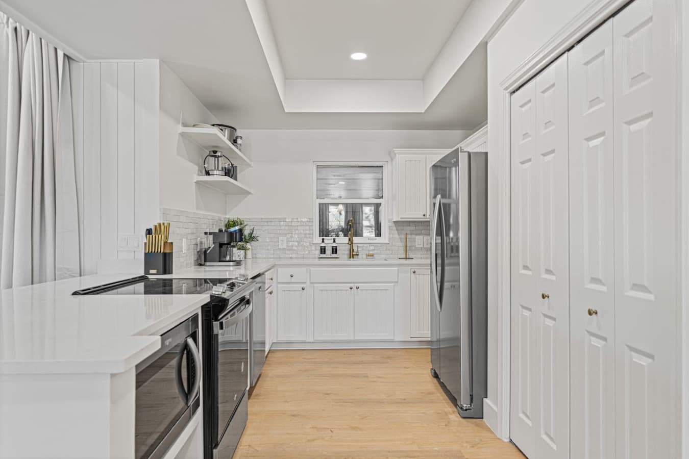 Modern appliances and sleek countertops.