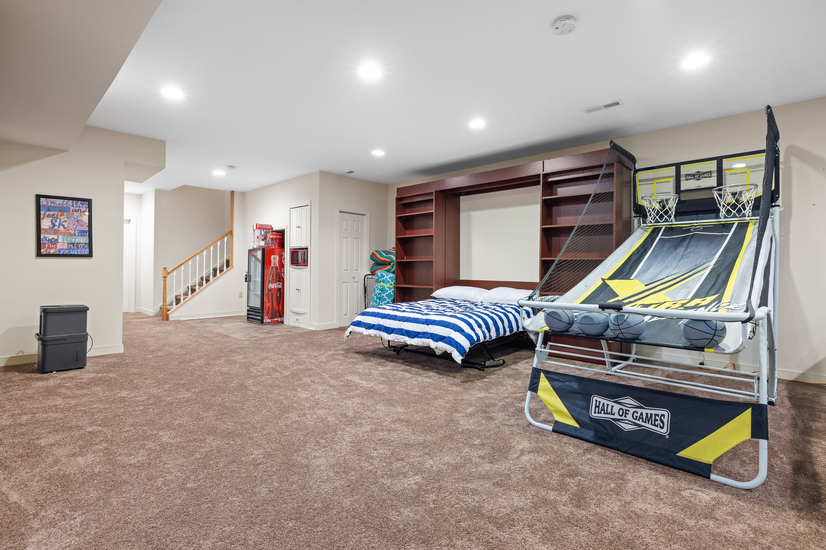 Queen Murphy Bed in Game room area 