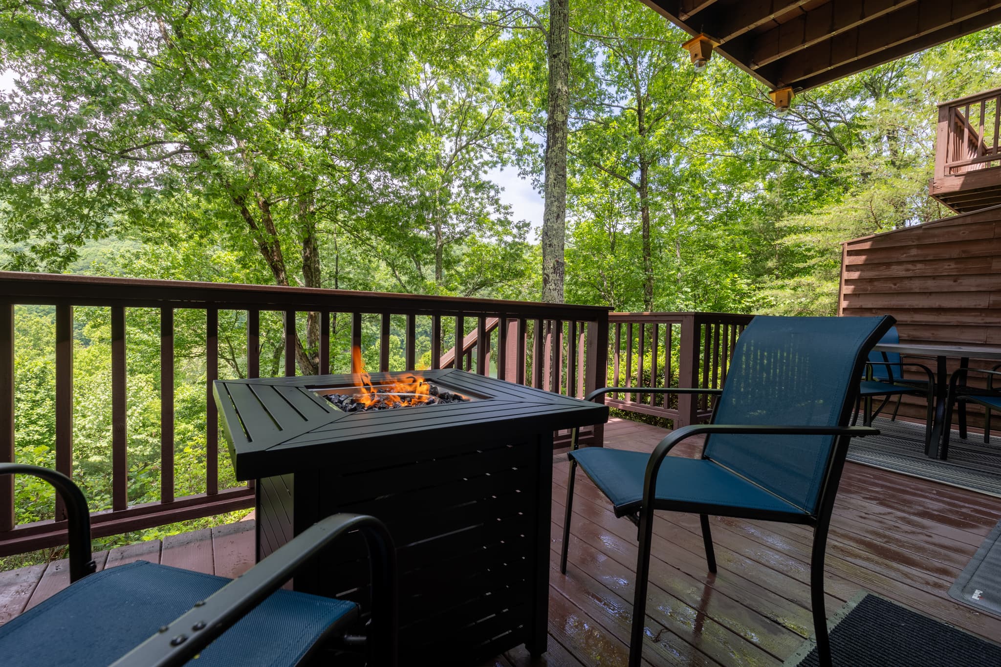 Or, step outside on the deck for the firepit!