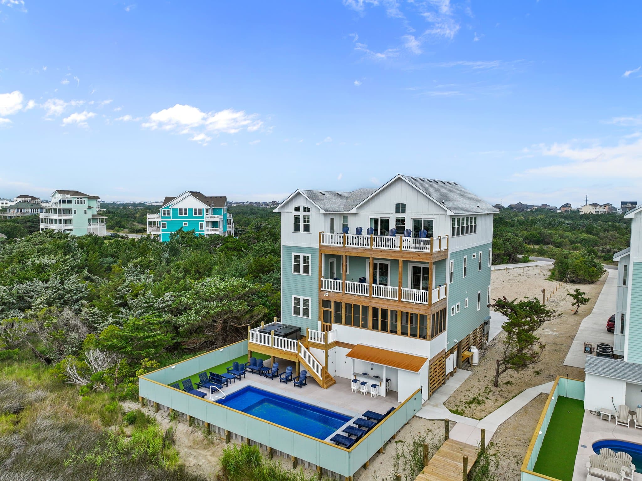 Rear Pool Deck of 10BR Vacation Rental