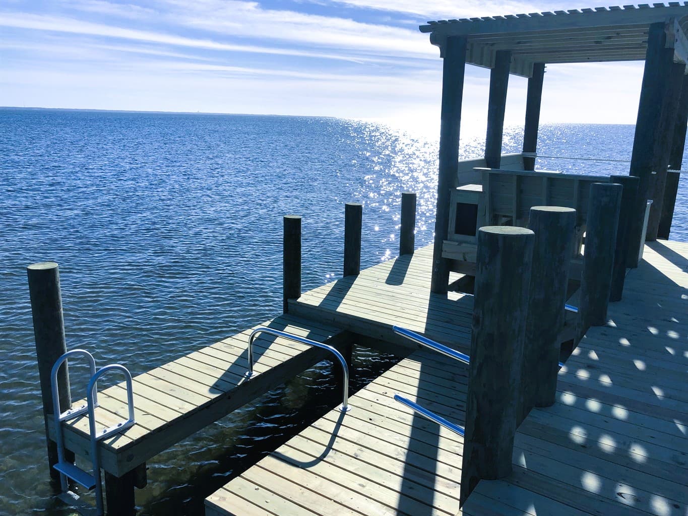 Private Boat Dock, Benches & Pergola