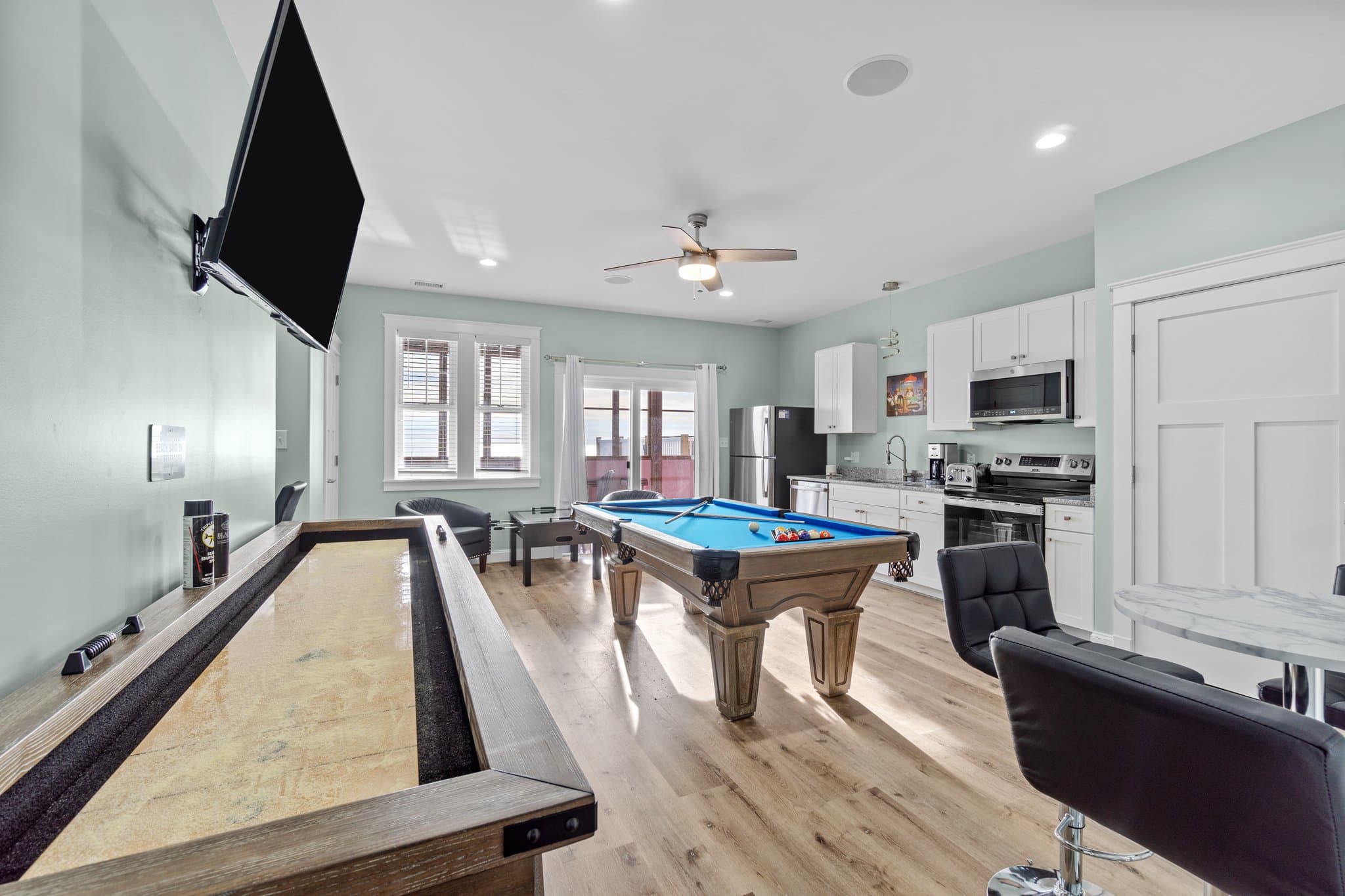 Game Room; Pool Table, Shuffleboard, and Arcade Game