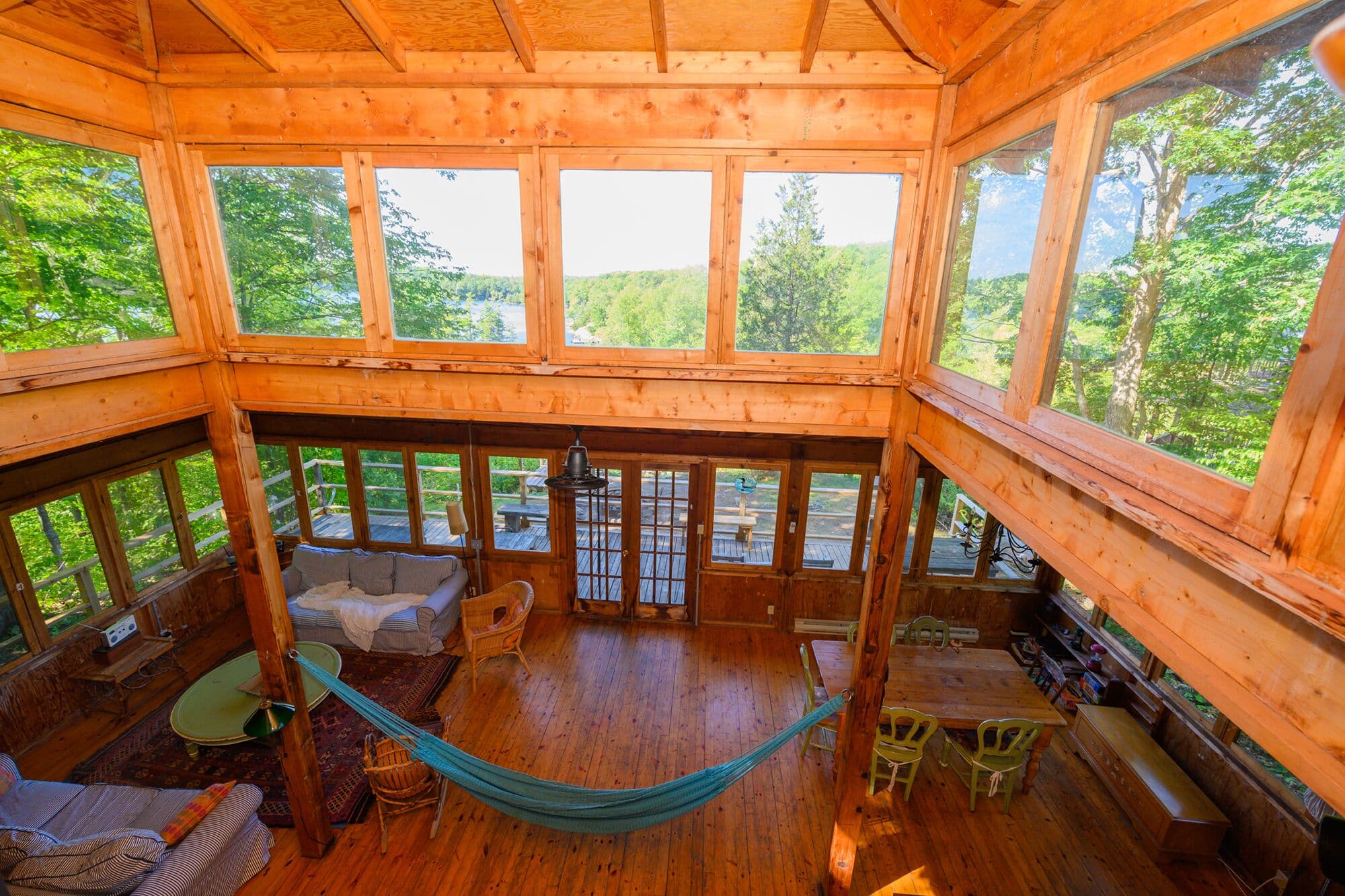 soaring ceiling of main cottage