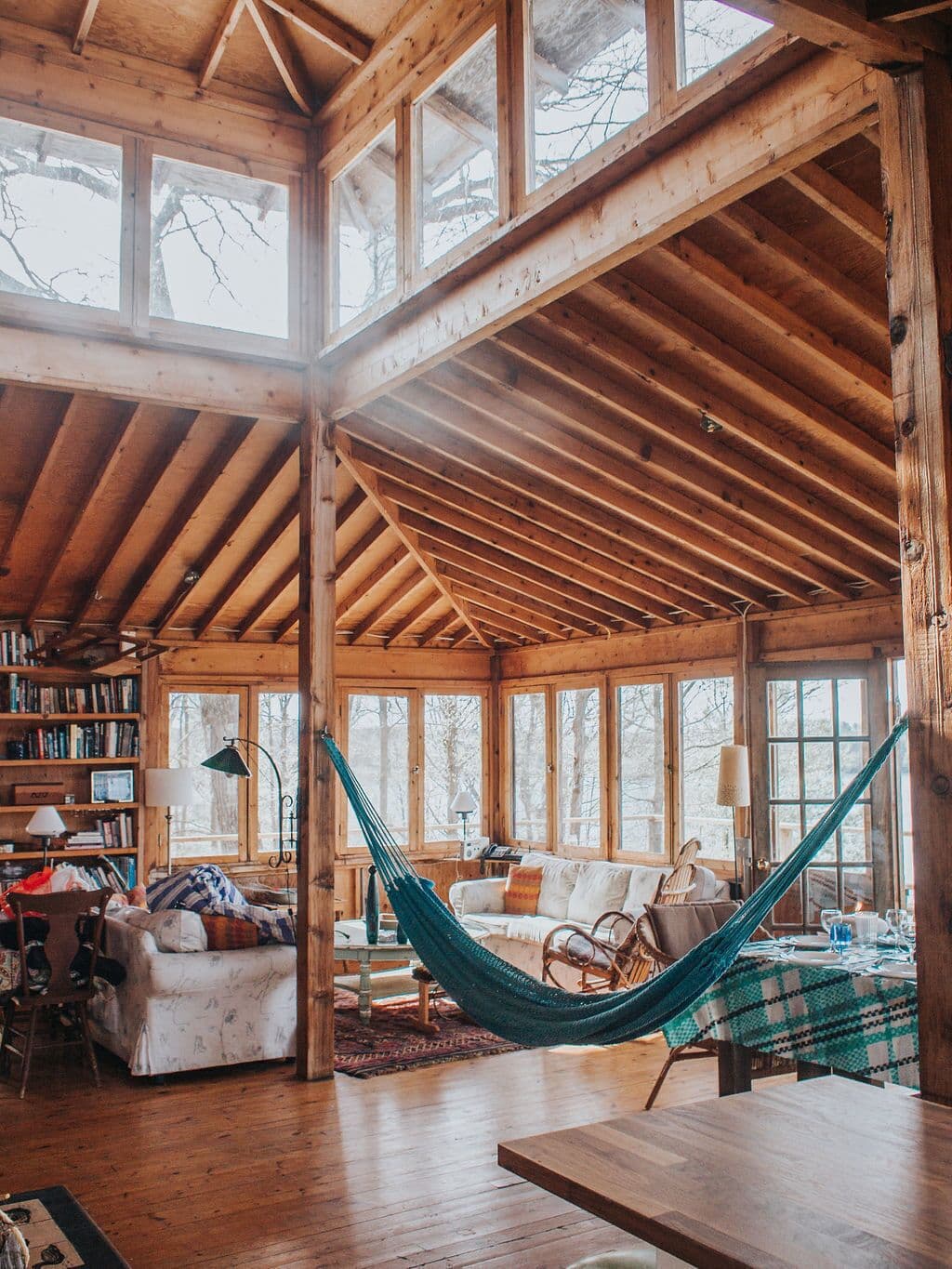 living room with hammock