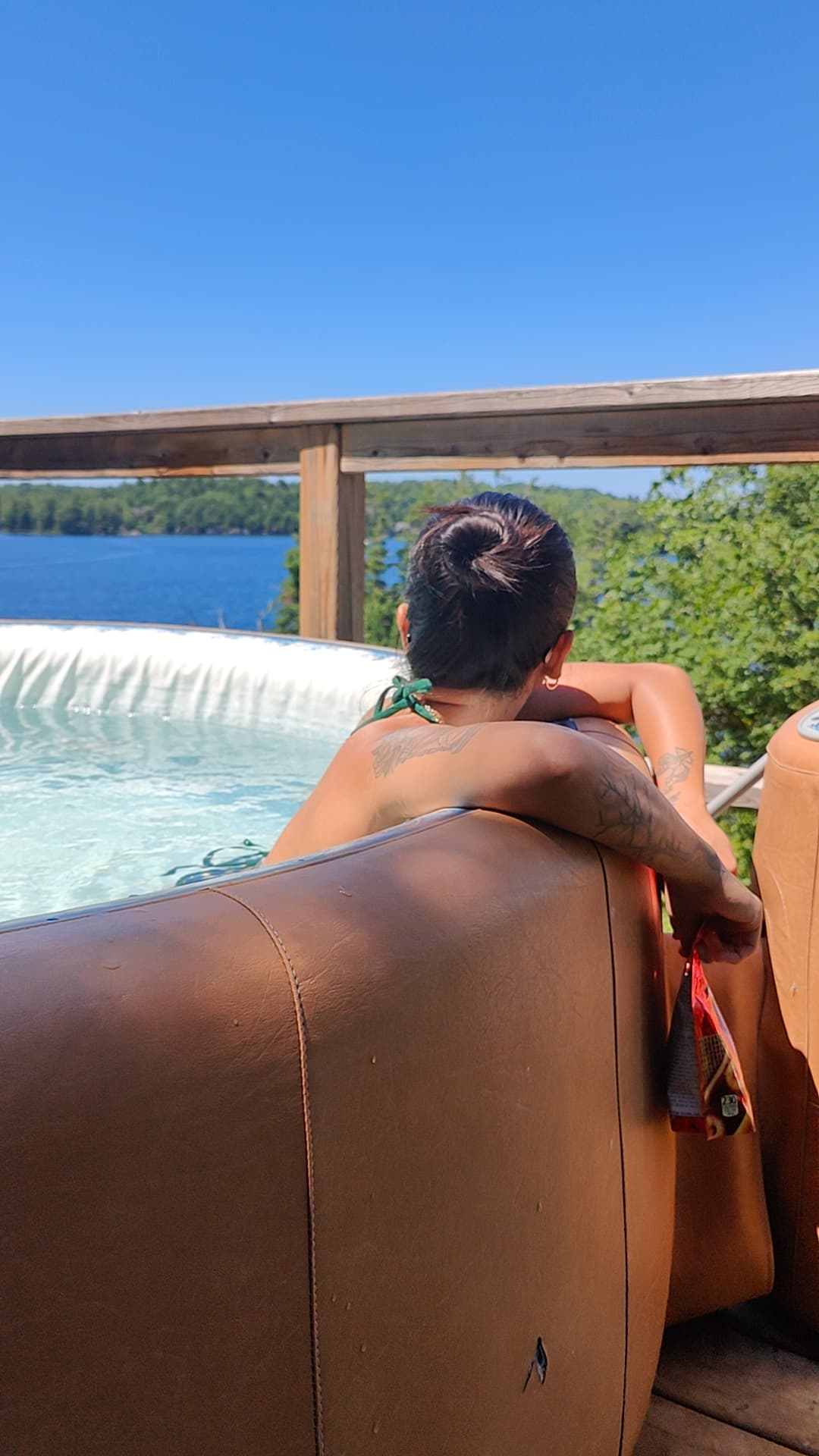 enjoying the view from the hot tub
