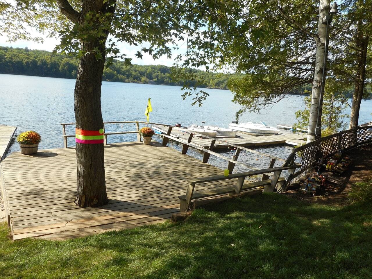 deck by lake