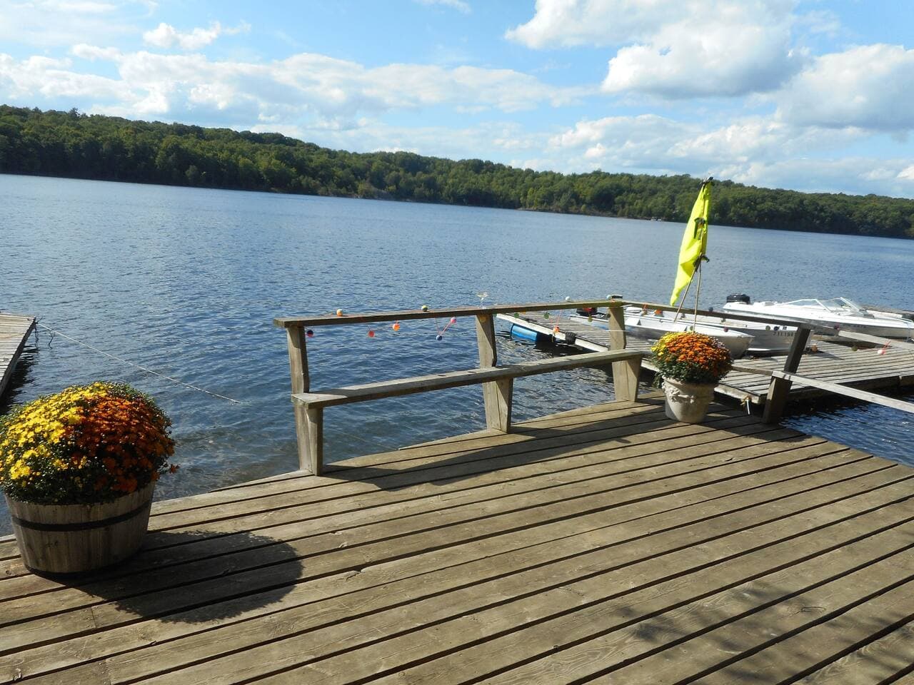deck by lake