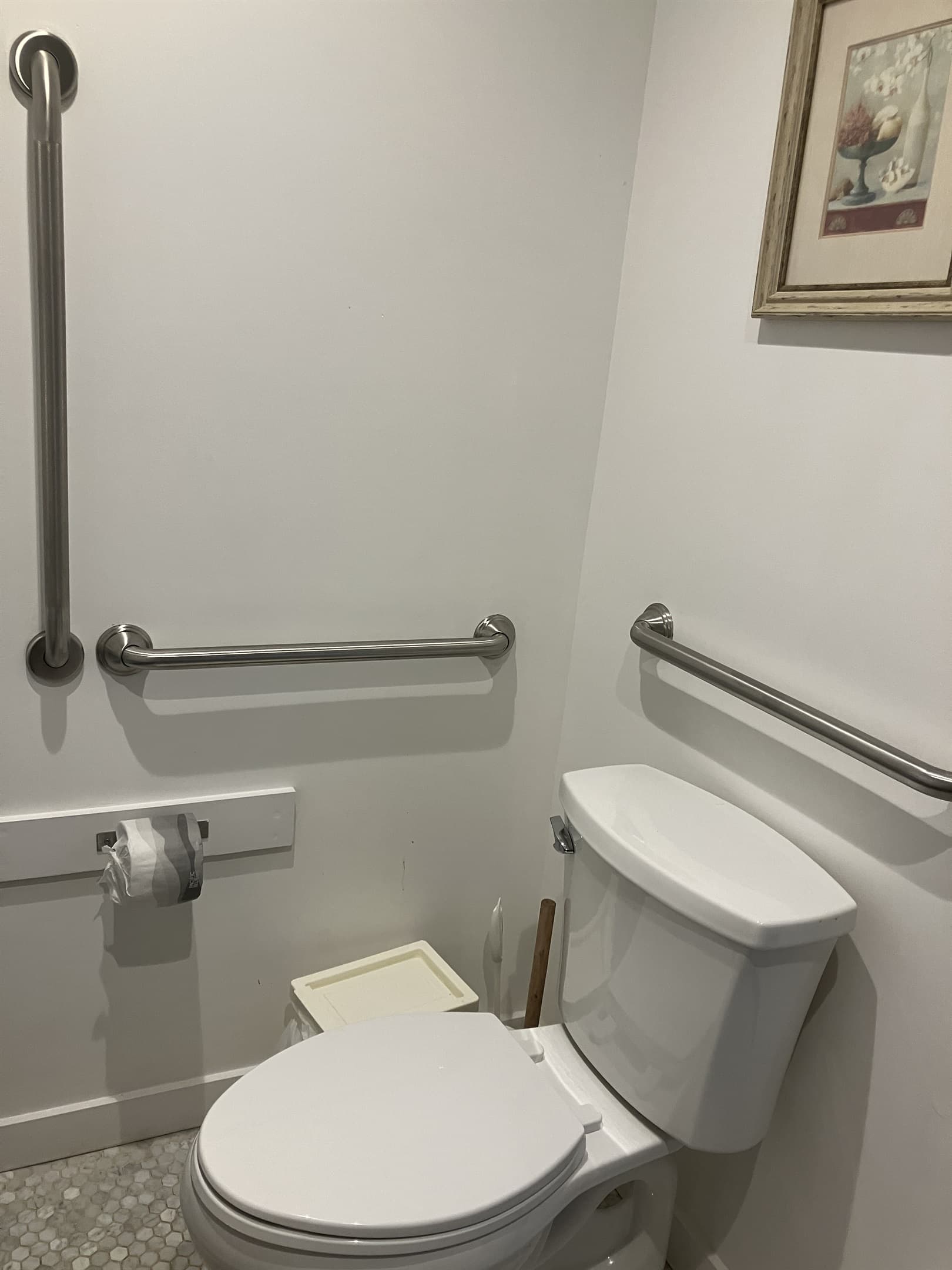 accessible bath room, toilet grab bars