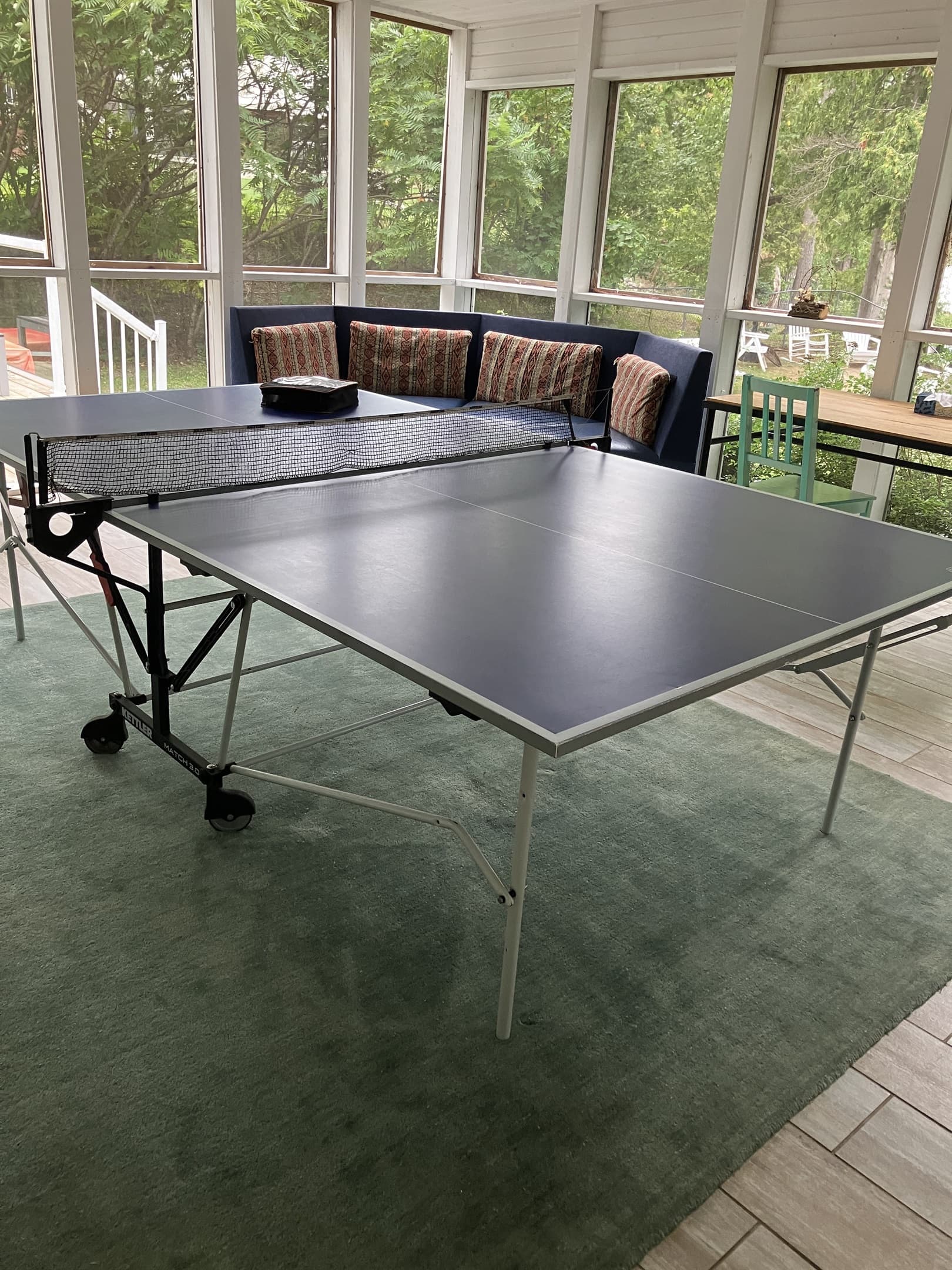 set up screened in porch as activity area