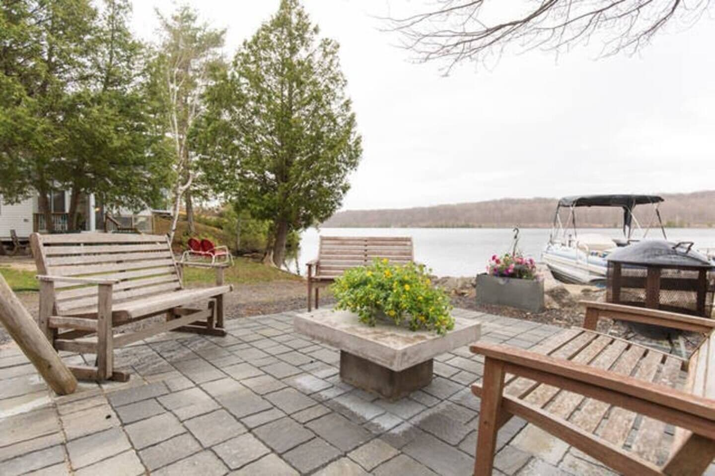 seating area outside by lake