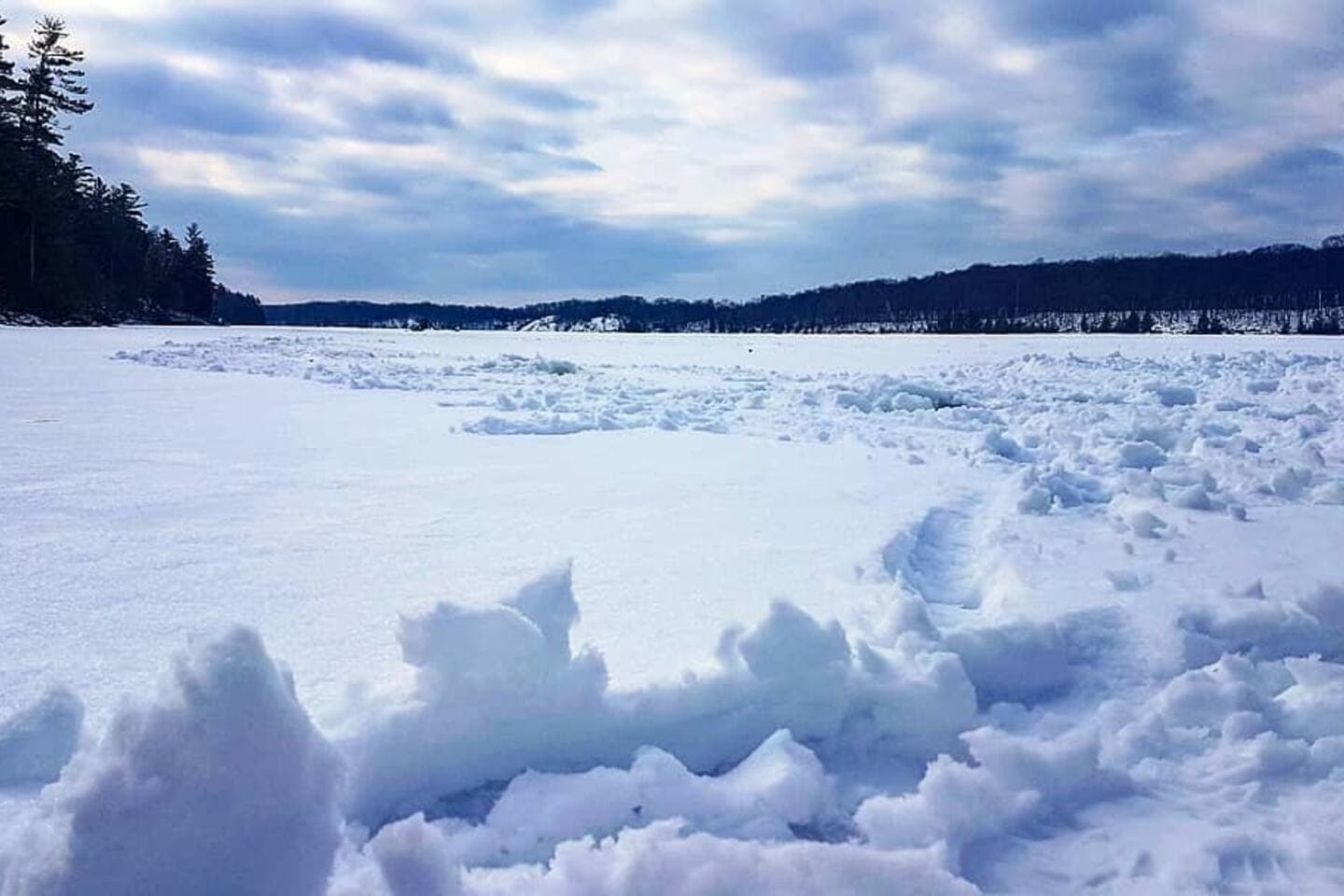 frozen lake in winter