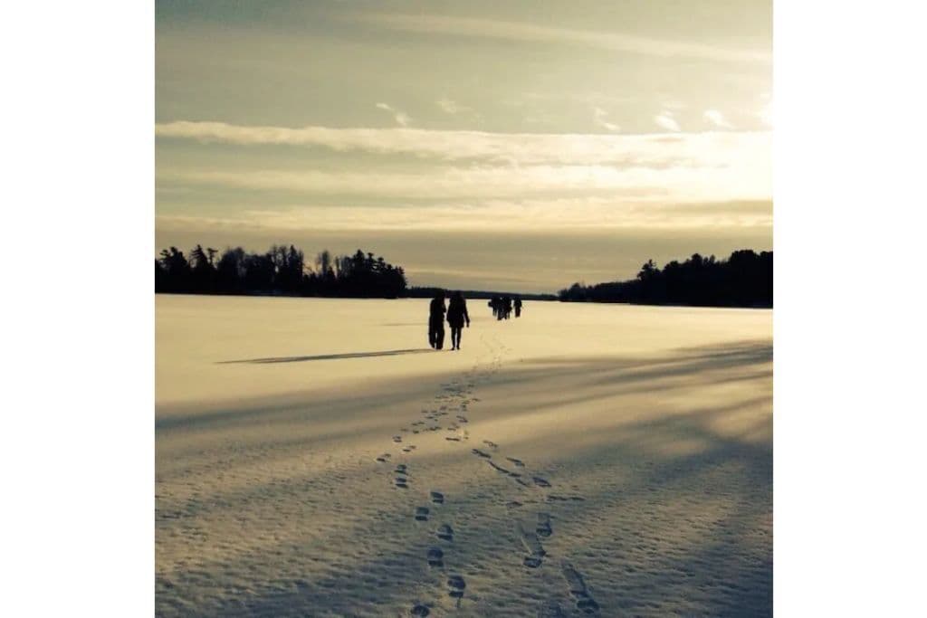 winter walk on lake