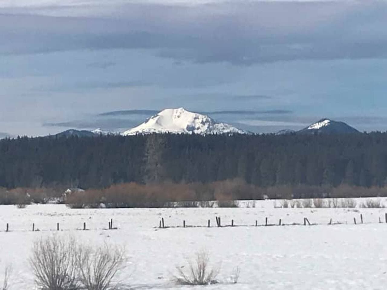 Snow capped Mt Lassen