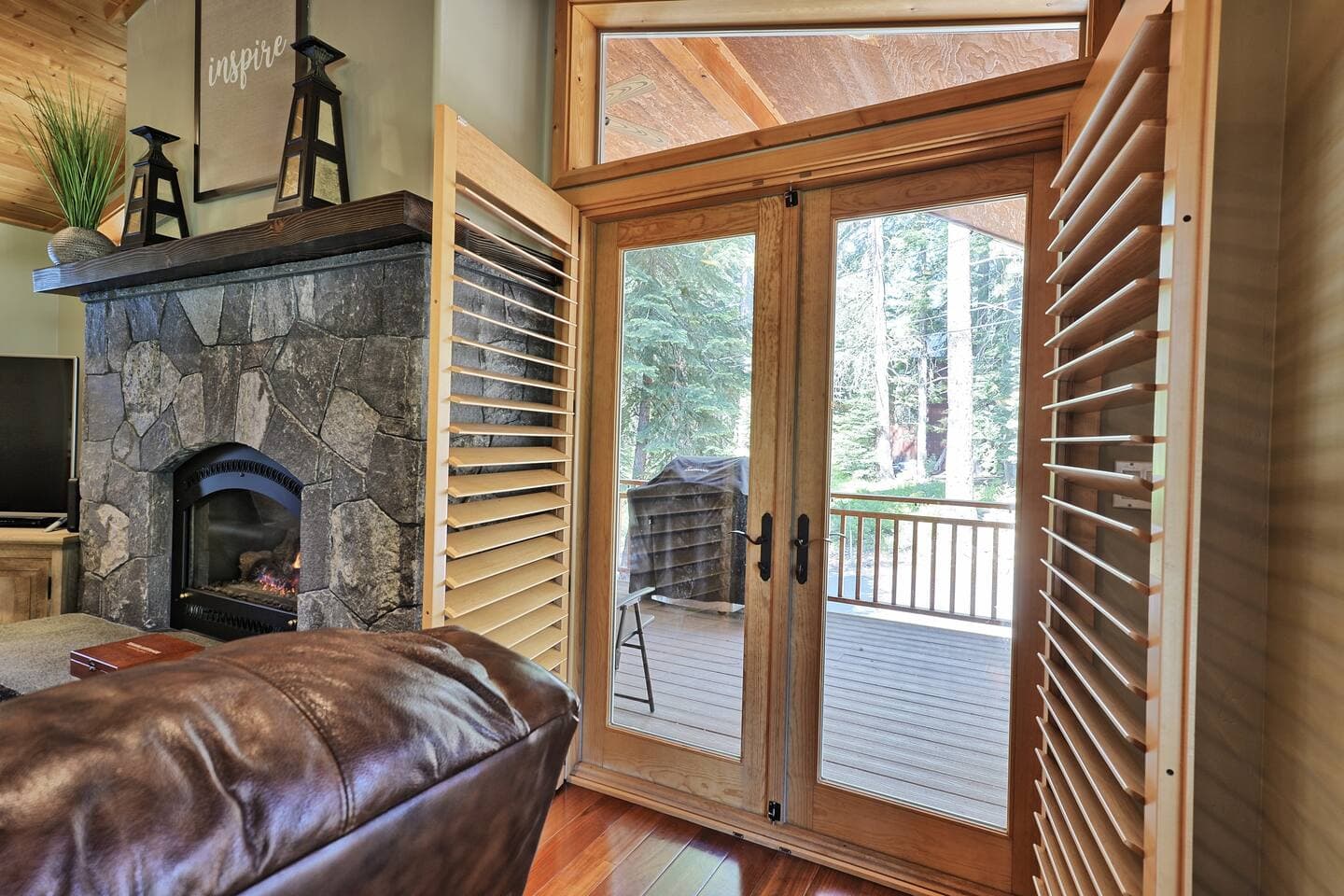 French doors open to the spacious deck.