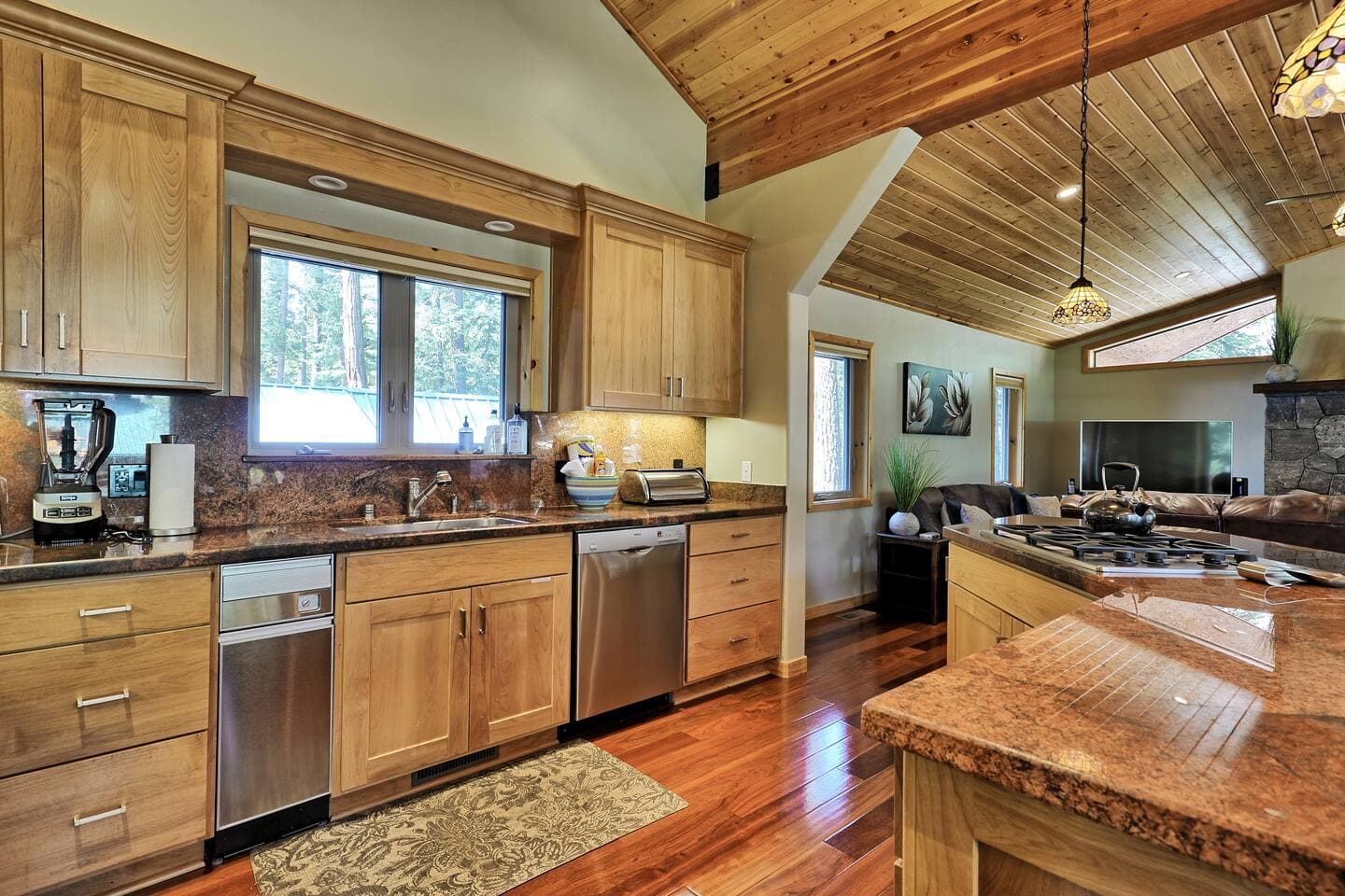 Preparing a meal is a joy in this bright, open and inviting kitchen.