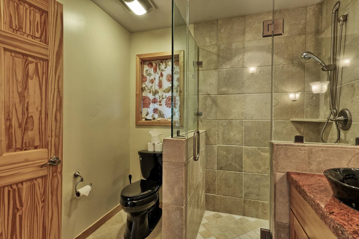 Spacious with a huge walk-in shower.