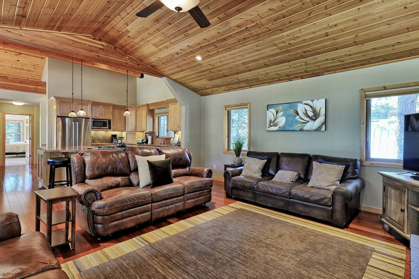 The vaulted ceilings make the rooms feel open and inviting.