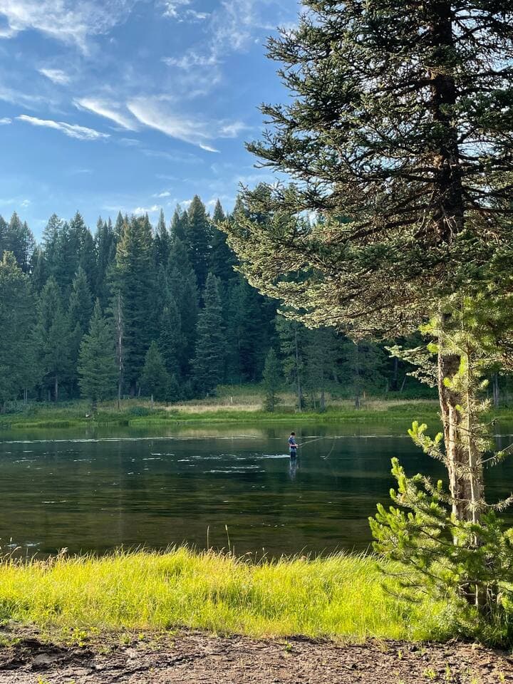 Great fishing right outside the property.