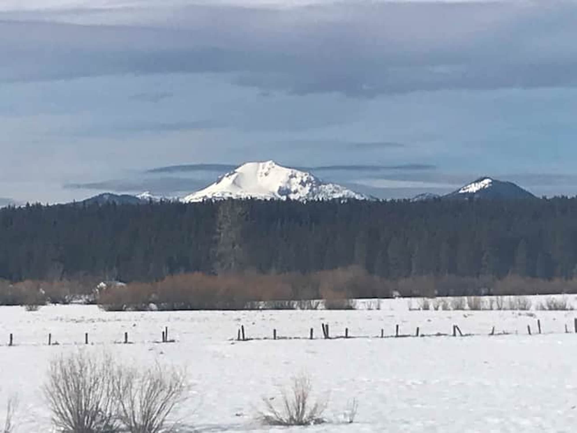 Snow capped Mt Lassen