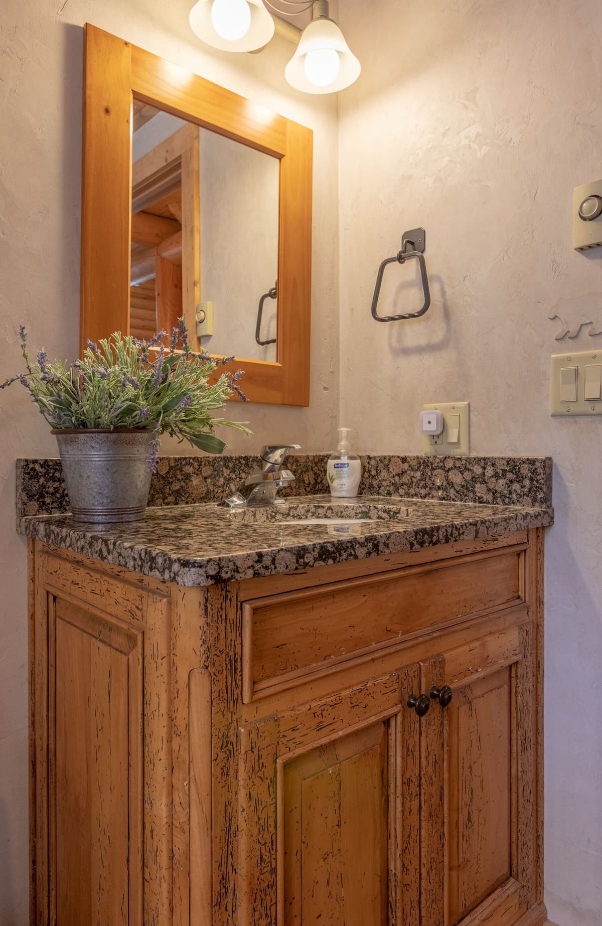 Multiple bathrooms provide a space for everyone.