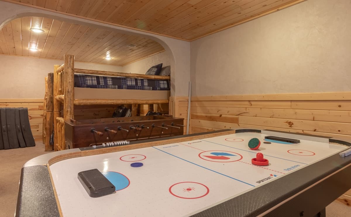 The kids will have a blast in the bunk room/ Game room.  Make memories together to last a lifetime!