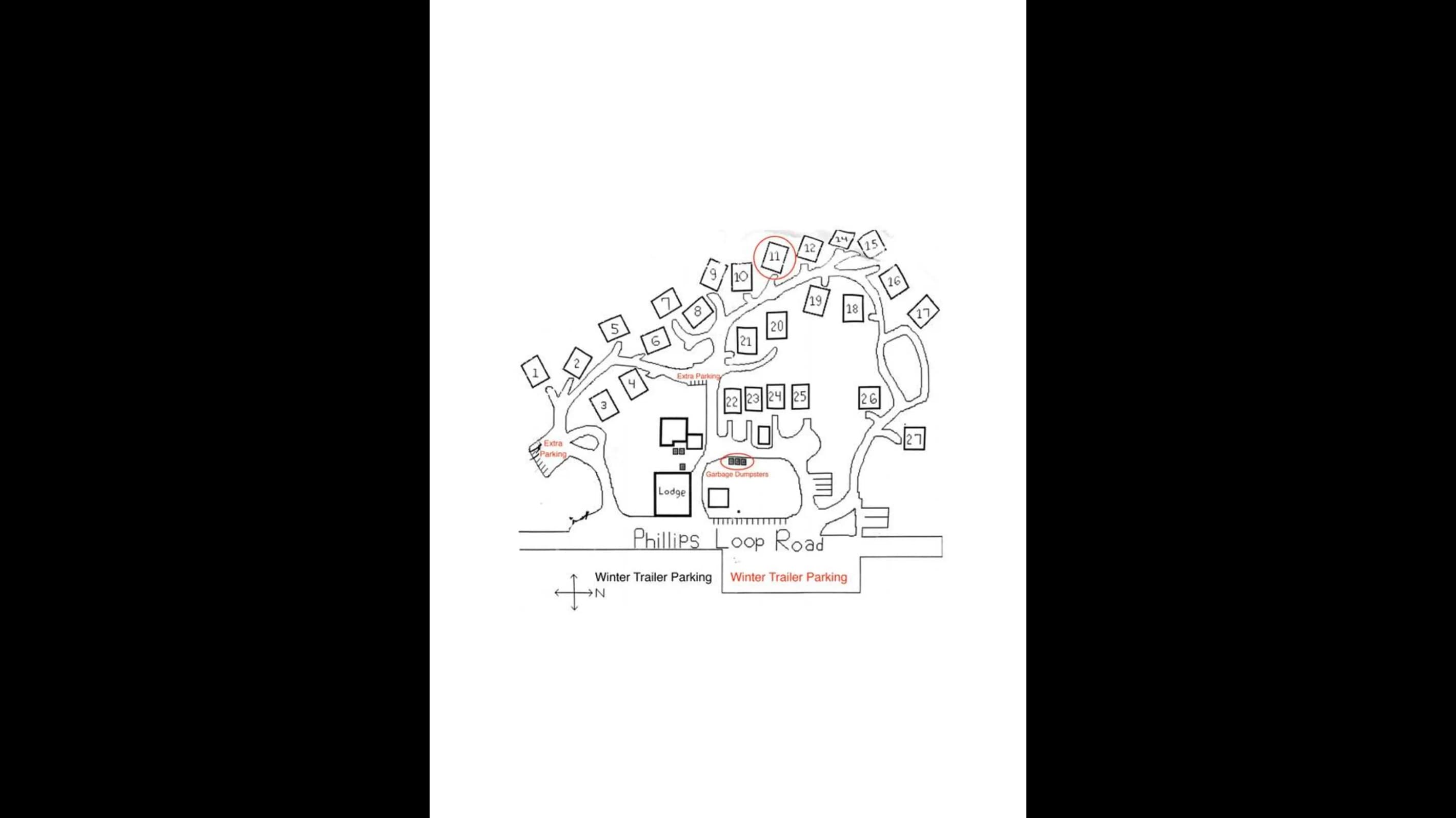 Layout of the cabins at Island Park.