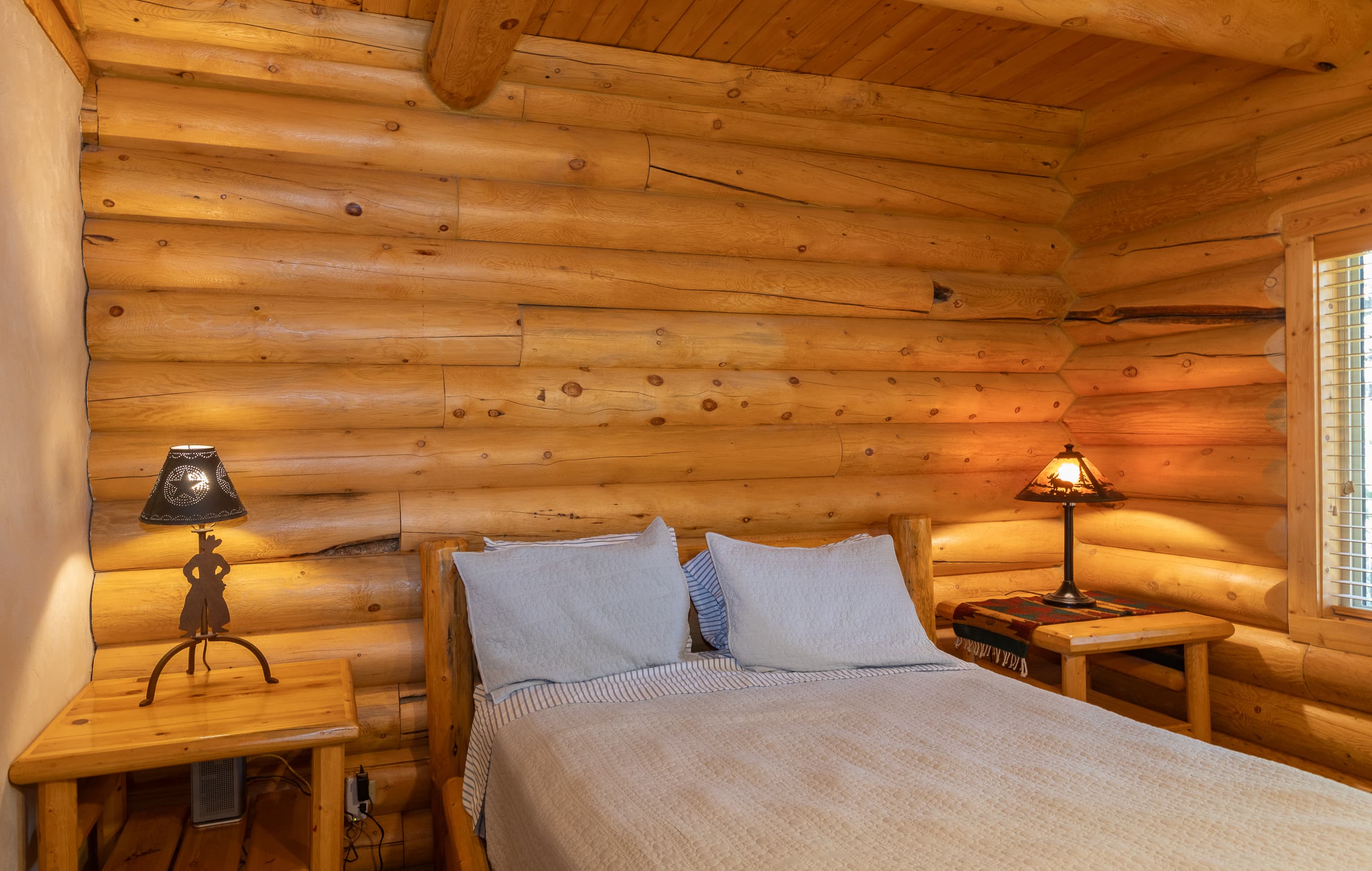 Nightstands and lights for both sides.