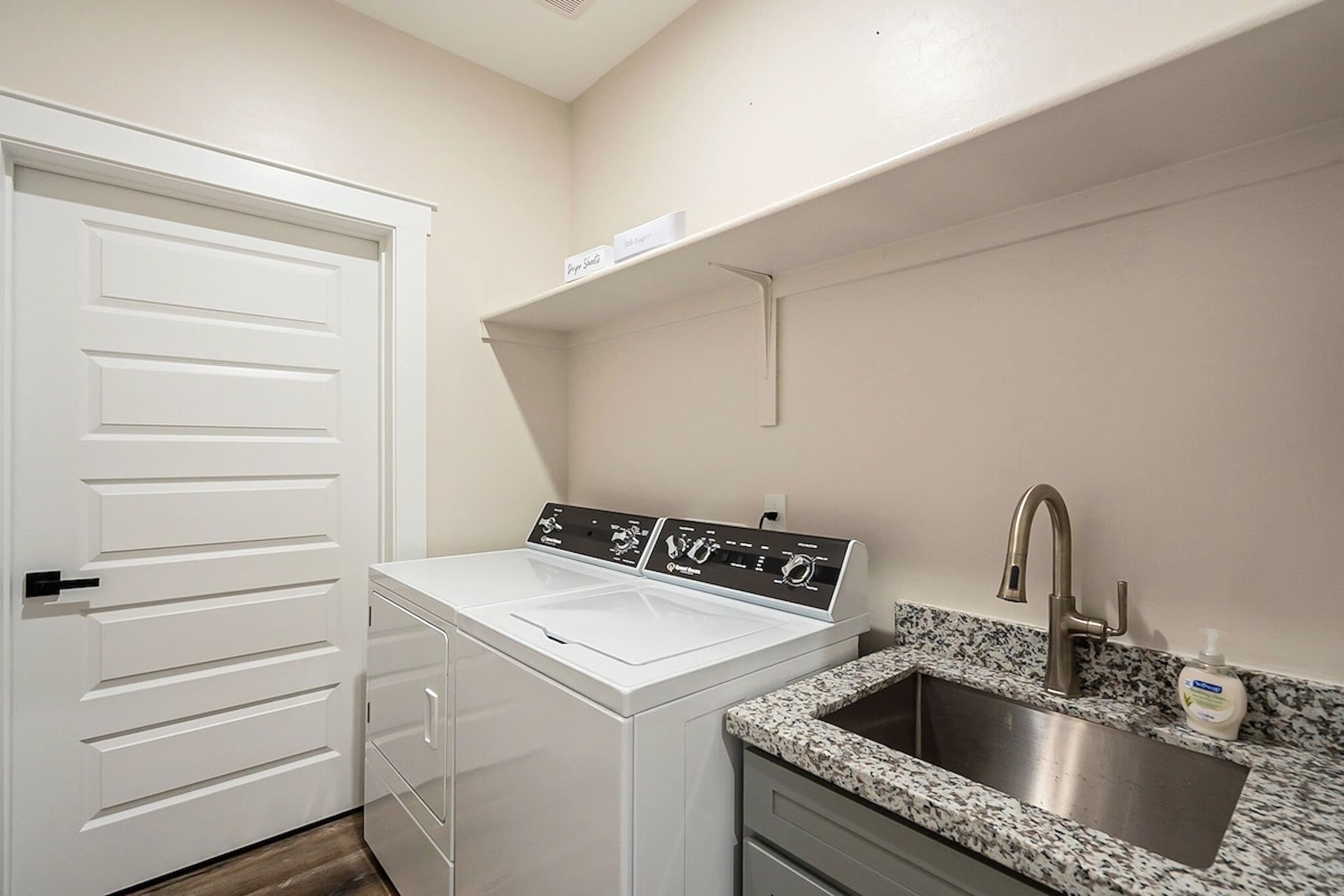 Convenience meets comfort — a full laundry setup so you can pack light and stay fresh during your getaway.