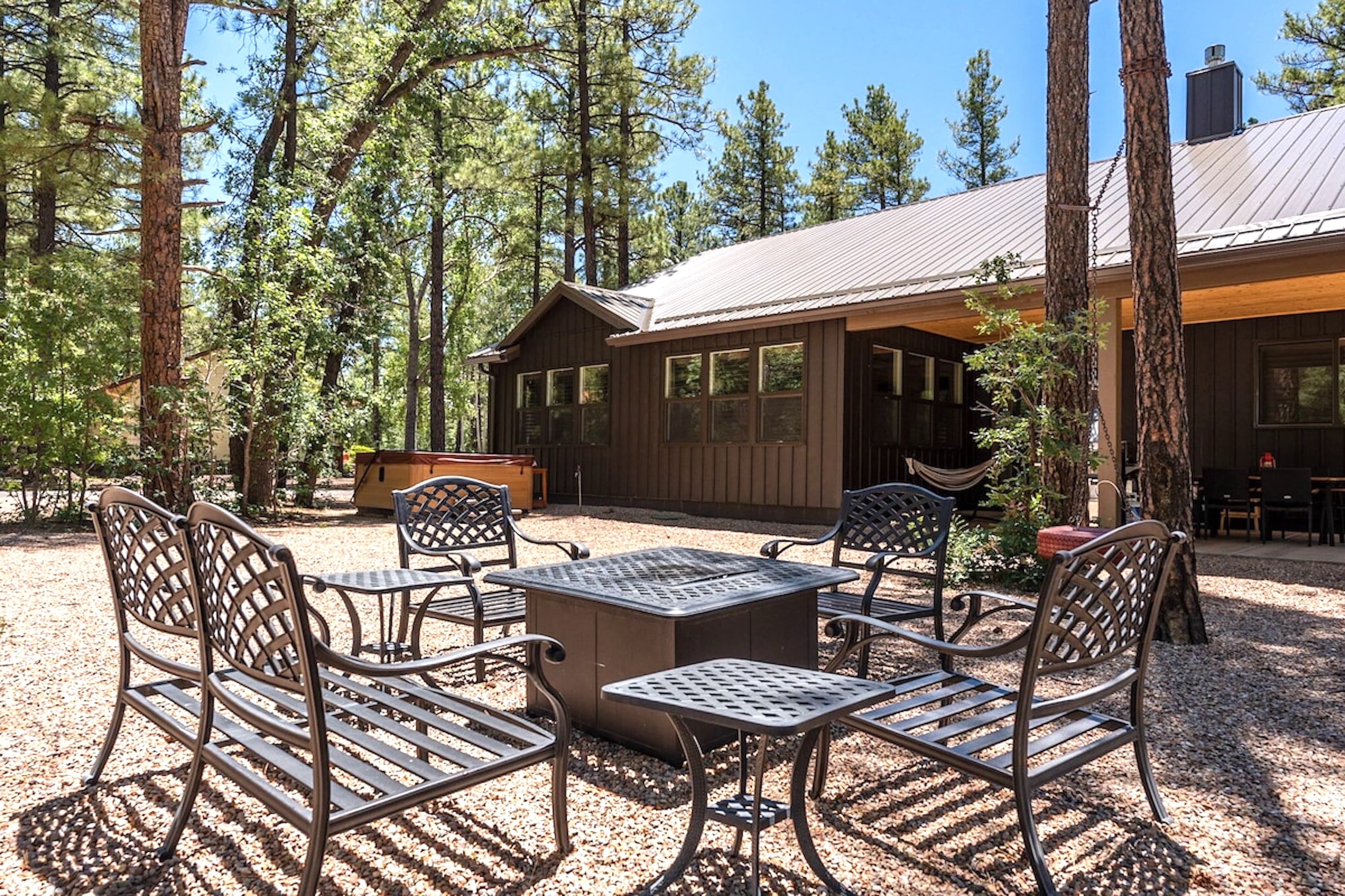 Gather beneath the pines and share stories by the fire — your private outdoor retreat for s’mores, laughter, and starlit memories.
