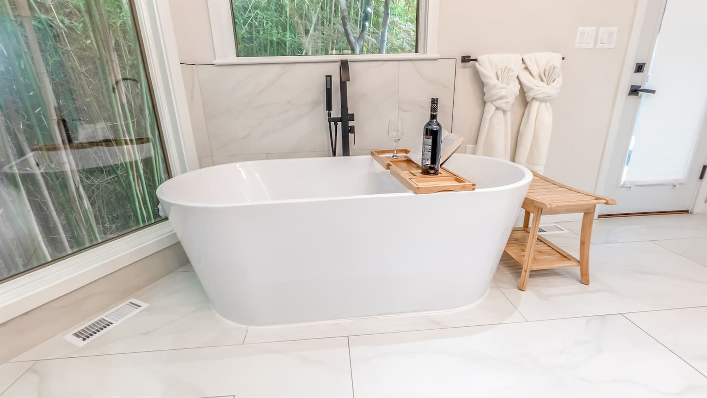 En-Suite Bath — Freestanding Soaking Tub, Natural Light, Private Spa Retreat