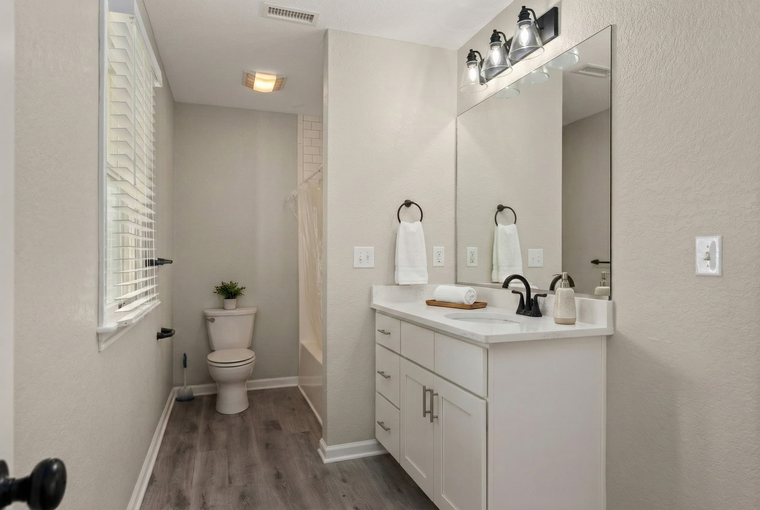 Ground-Level Bathroom with Dual Vanity & Spa-Like Finishes | Harmankaya, Whalehead Beach OBX