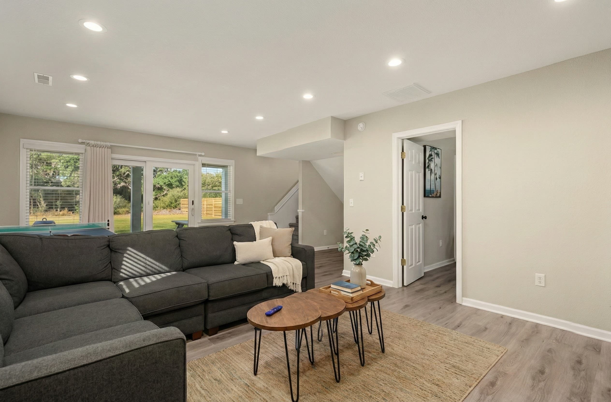 Modern Entertainment Area with Sectional Seating — Perfect for Group Gatherings | Harmankaya, Corolla NC