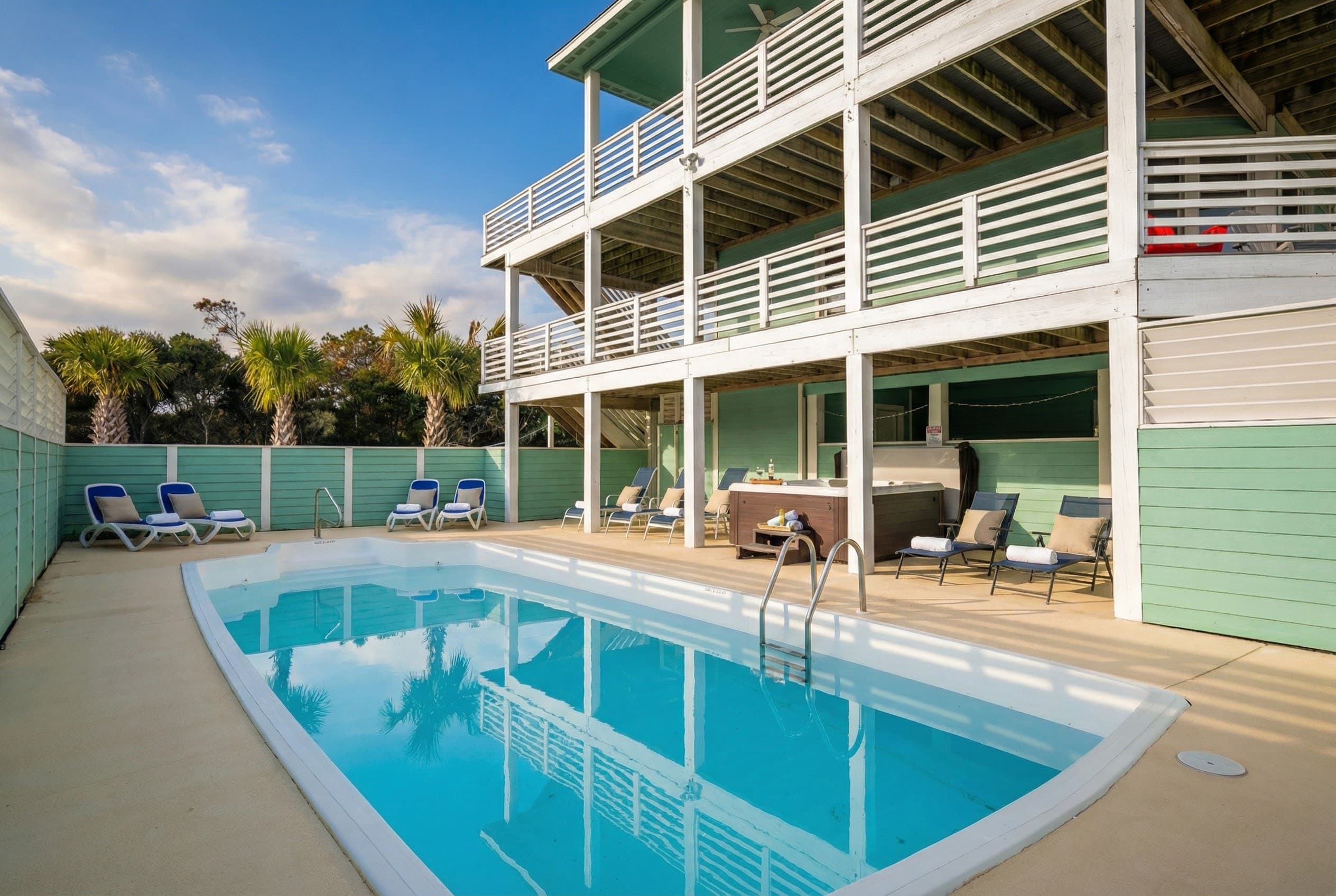 Shaded Poolside Lounge — Relax Under the Pergola by the Private Pool | Harmankaya, Whalehead Beach OBX