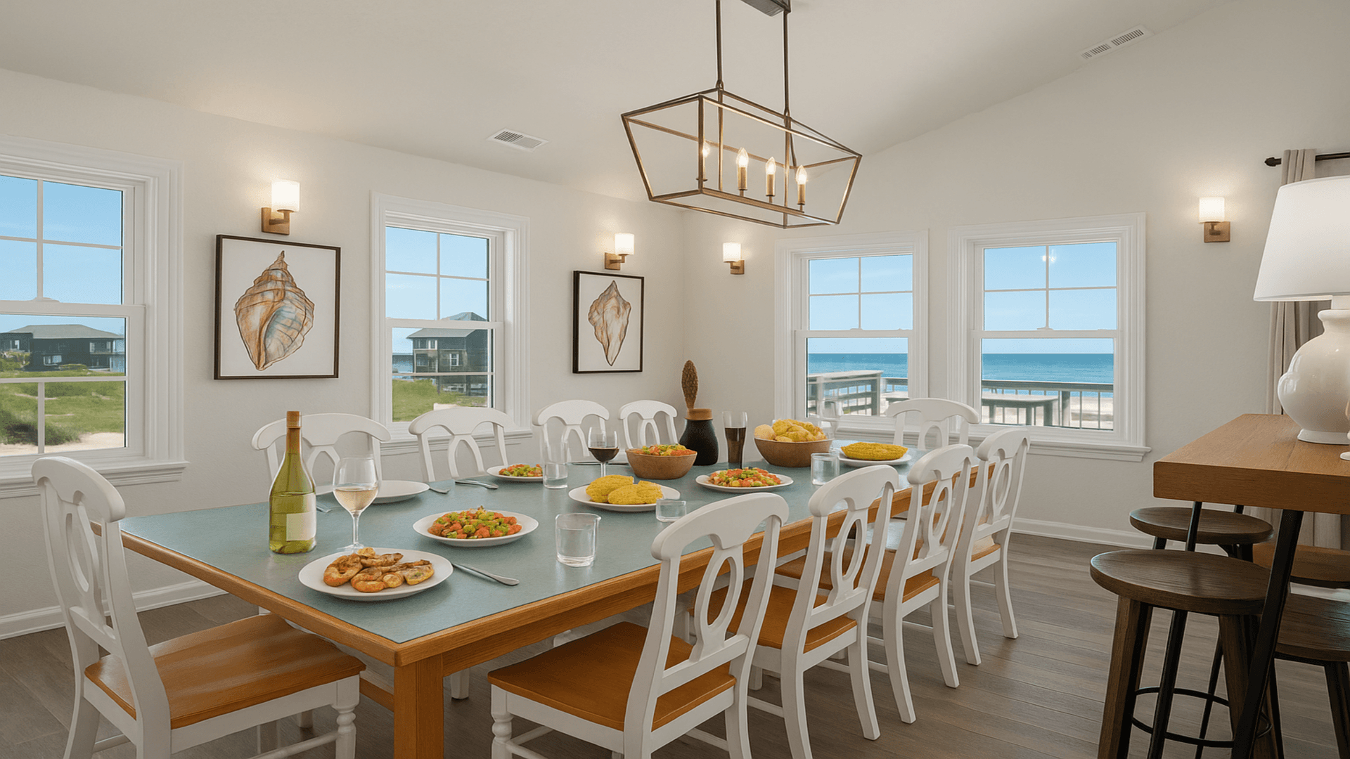 Oceanfront Dining Table for 14 — Gather for Memorable Group Meals | Coastline Haven, Outer Banks