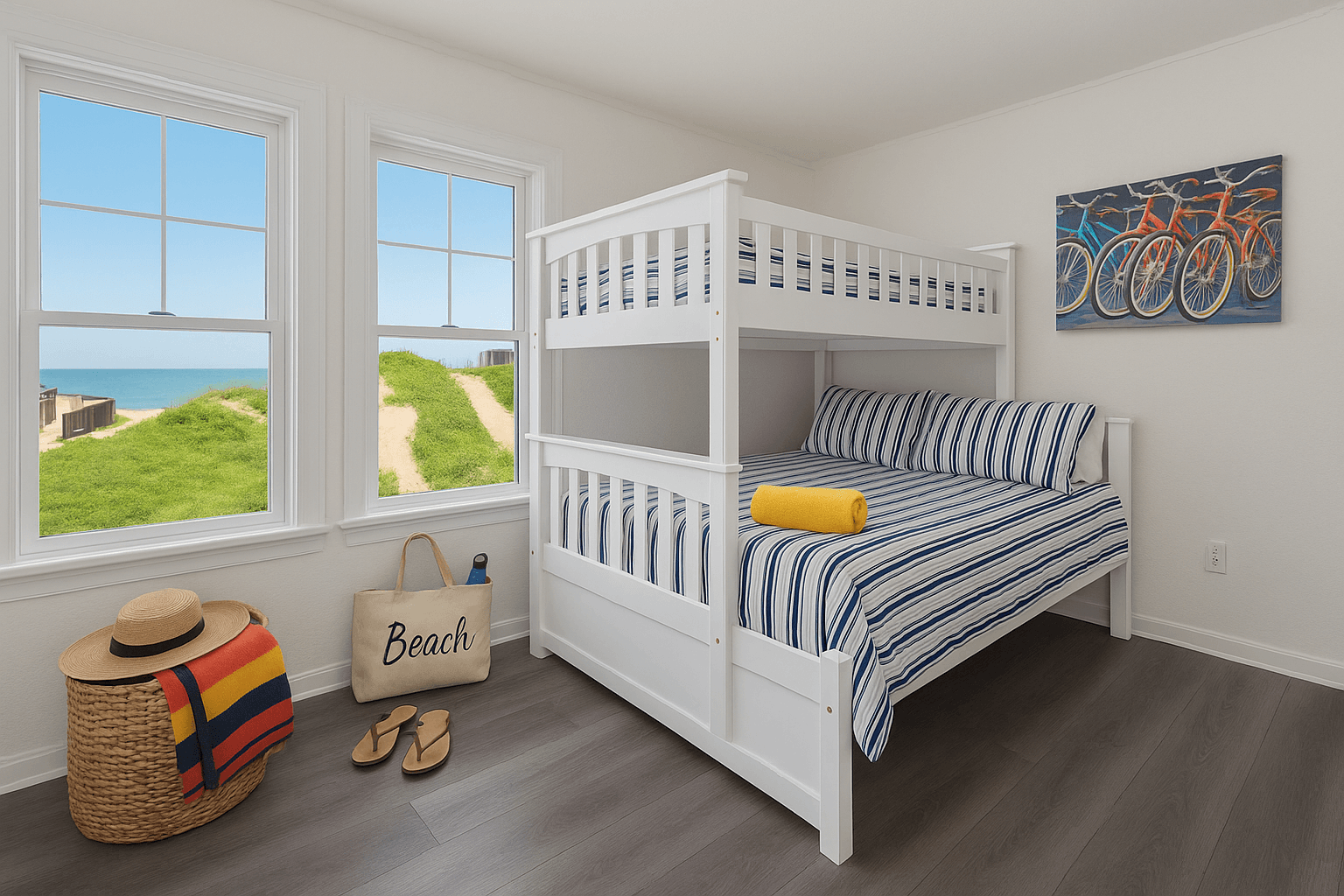 The Crow's Nest (BR5) — Fun Bunk Room for Kids & Teens with Ocean Views | Coastline Haven, OBX