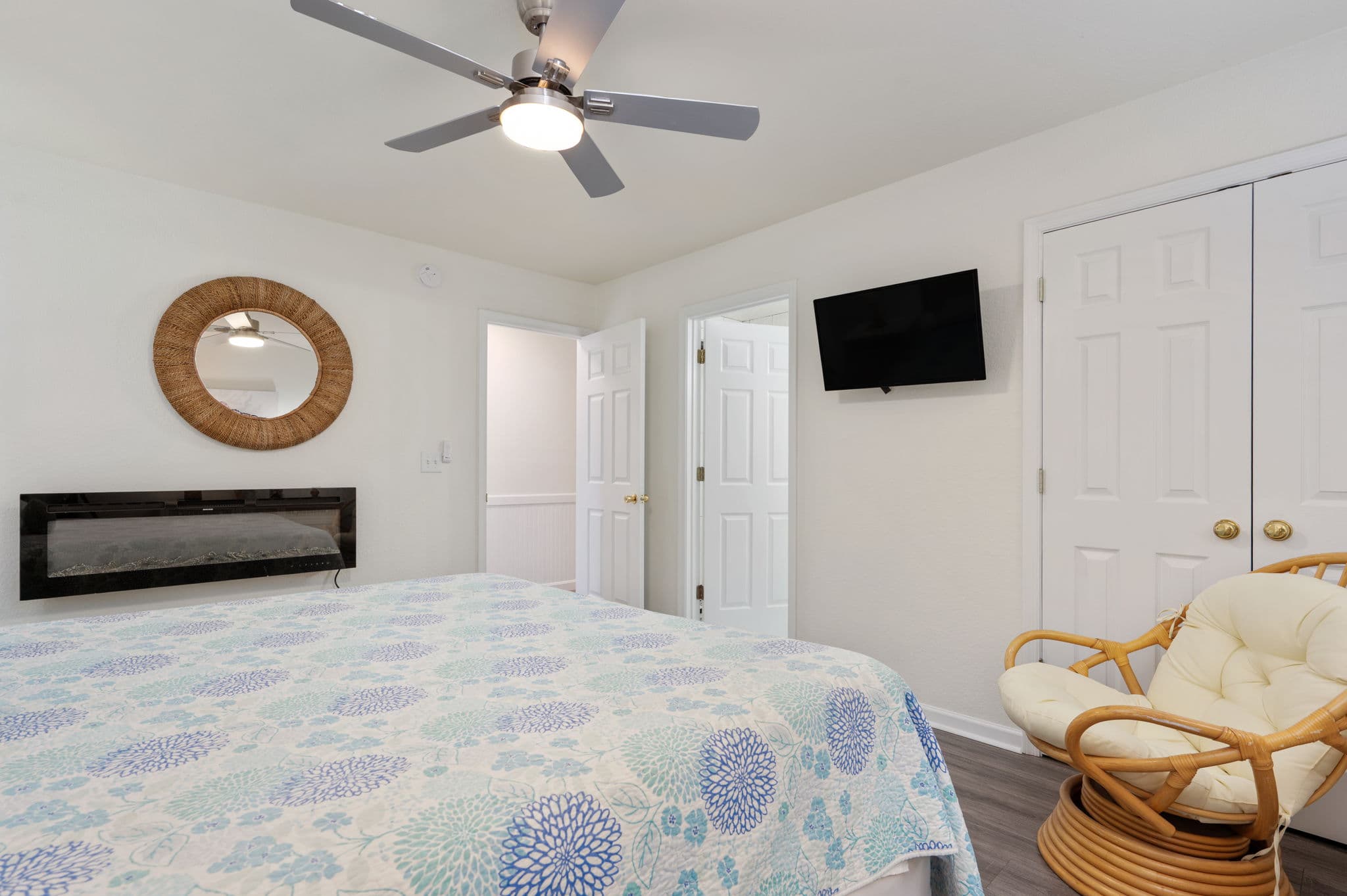 BR2 Comfortable King with TV, Ceiling Fan & Ample Closet Space | Coastline Haven, Outer Banks