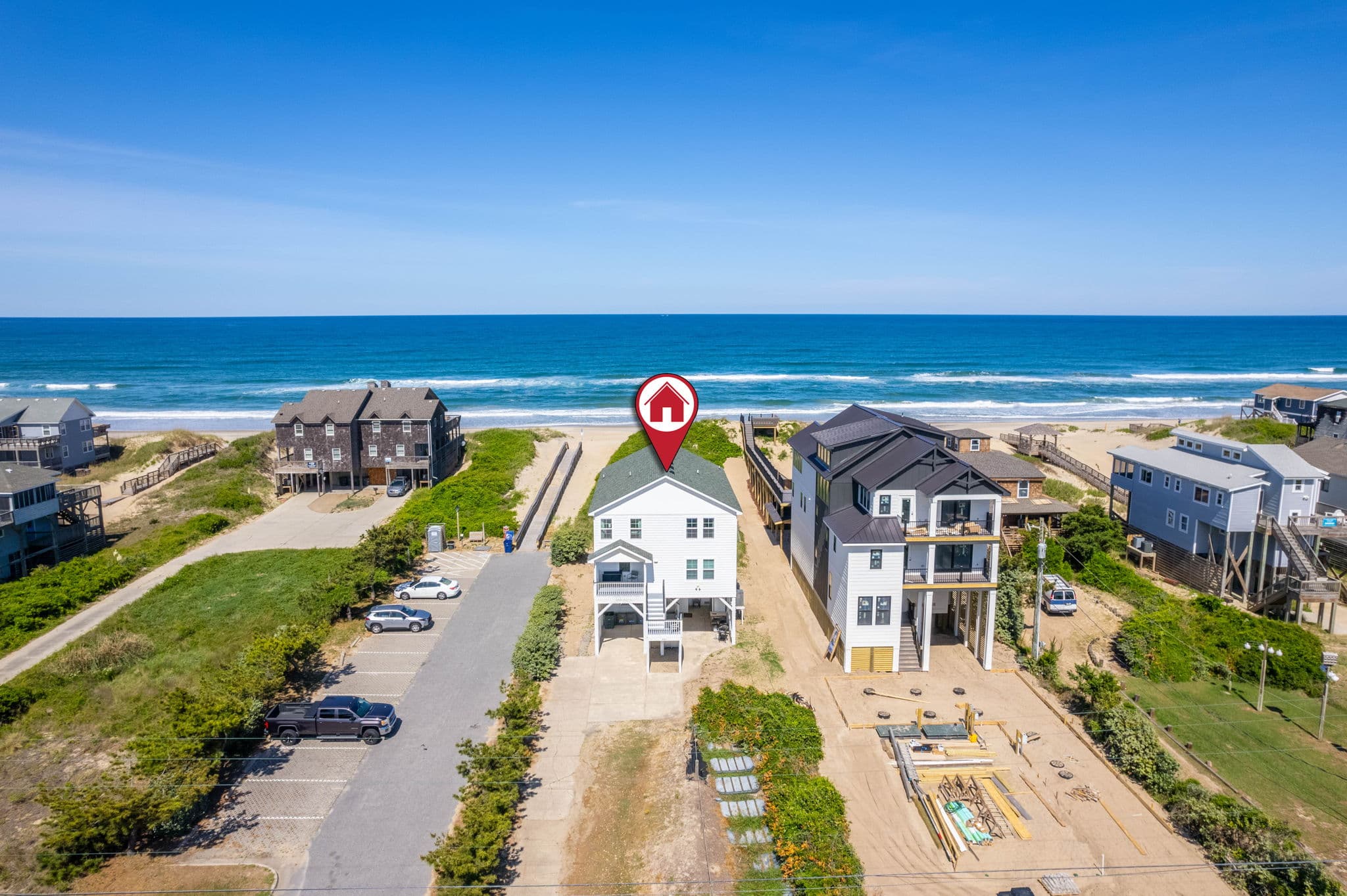 Aerial View — Unbeatable Oceanfront Location with Stunning Coastline | Coastline Haven, Outer Banks