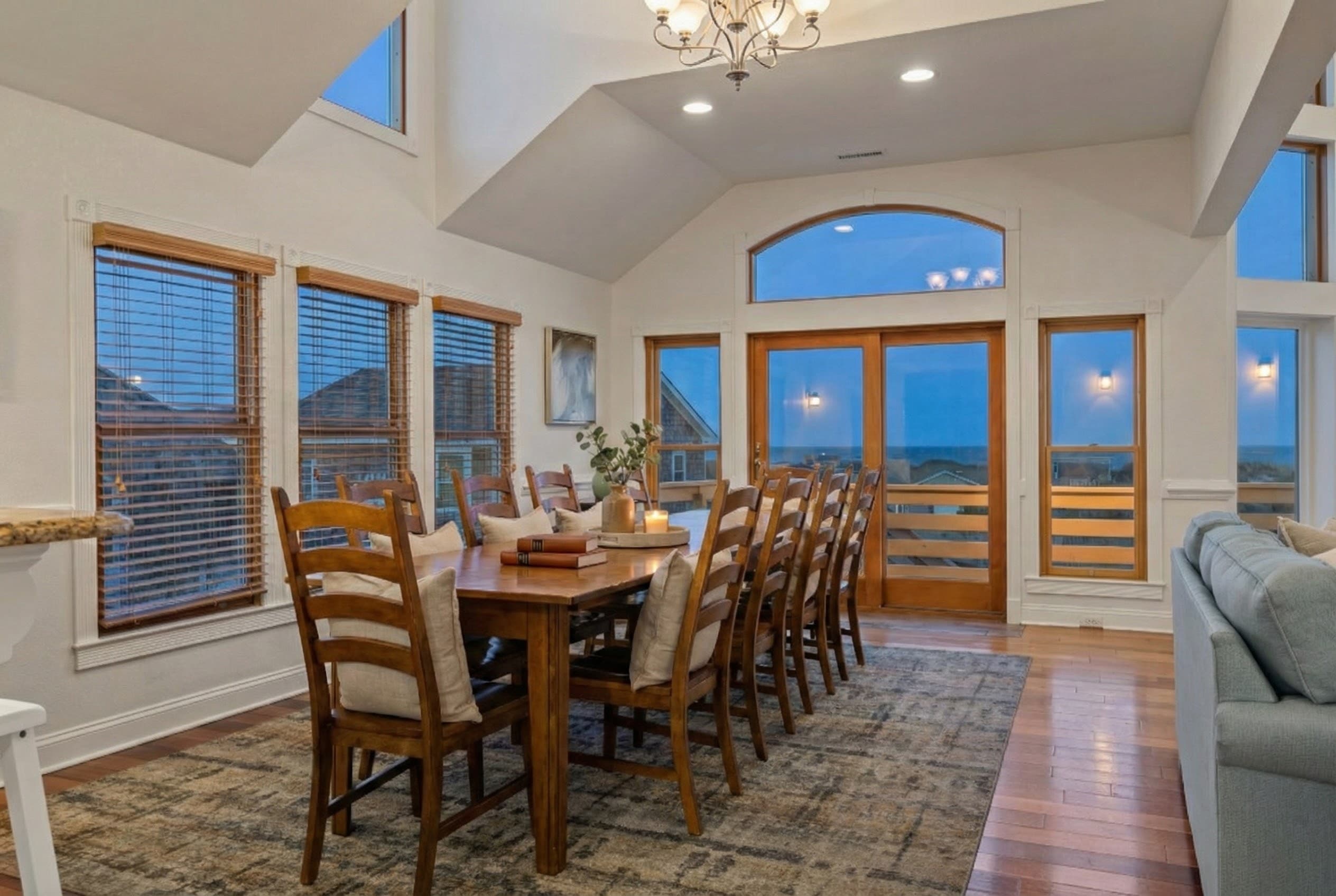 Formal Dining Room Seating 14 with Stunning Ocean Views — Perfect for Group Dinners | Angler's Retreat, Outer Banks