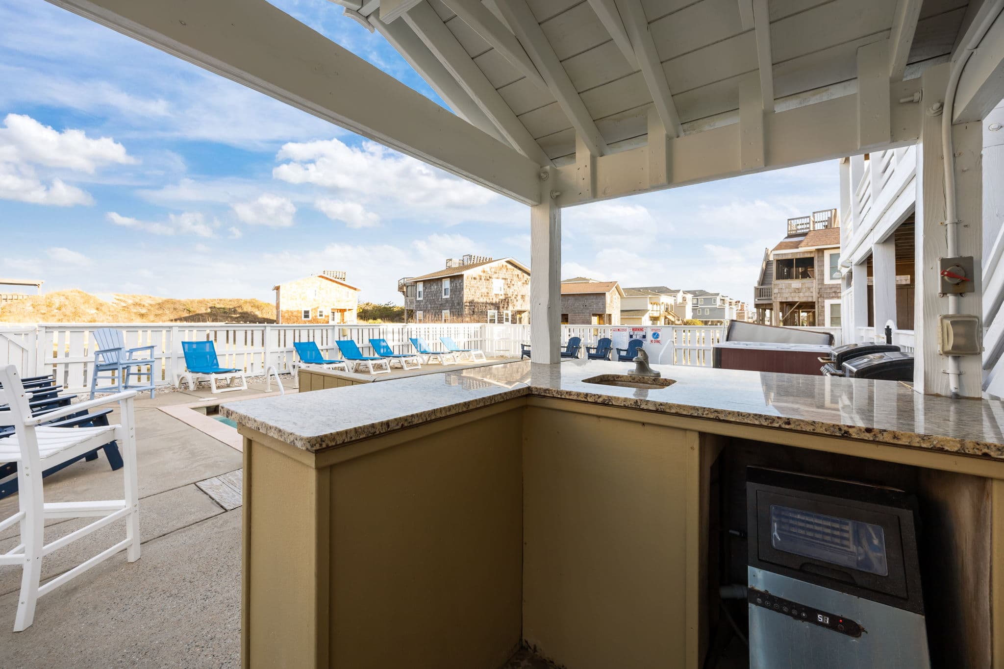 Pool Swim-Up Bar with Built-In Seating — Resort-Style Luxury at Home | Angler's Retreat, Outer Banks