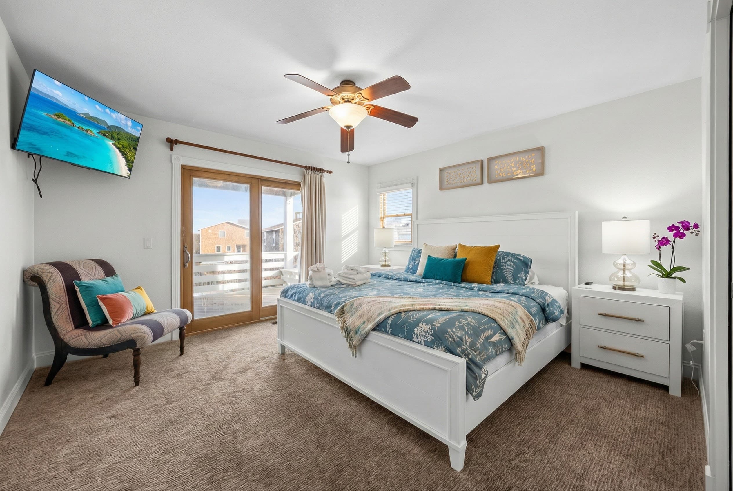 King Suite 2 — Elegant En-Suite Bedroom with Private Deck Access | Angler's Retreat Oceanfront Estate, Outer Banks