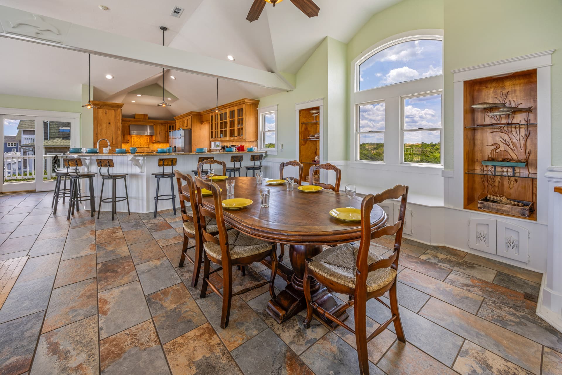 The Fitzgerald Dining Area — Elegant Coastal Design with Room for Group Celebrations | 28BR Estate, Corolla, Outer Banks