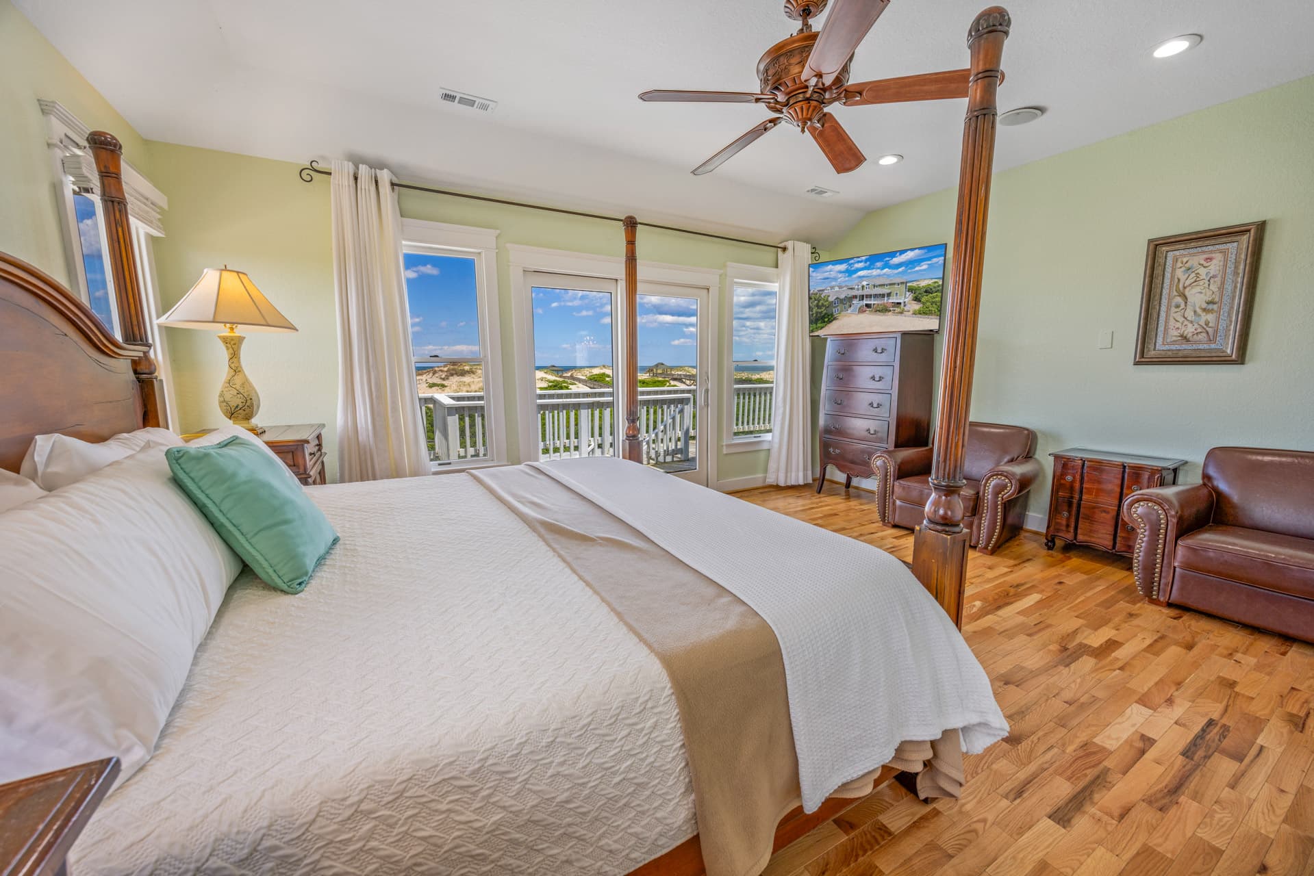 The Fitzgerald Bedroom 1 — Comfortable King Suite with Coastal Décor | One of 28 Bedrooms at the Oceanfront Estate, Outer Banks