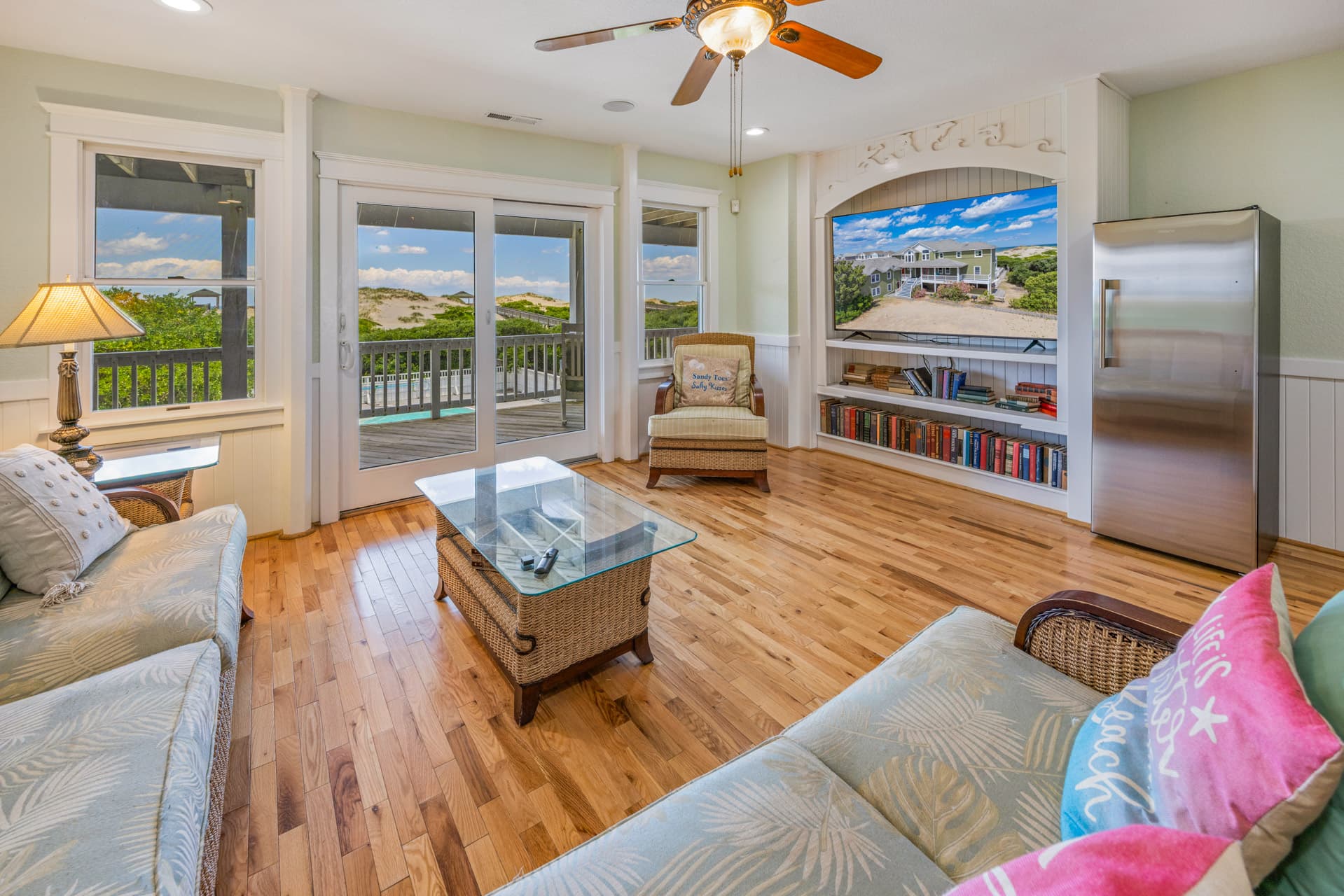 Cozy Family Room at The Fitzgerald — Comfortable Gathering Space with Smart TV | Part of 28BR Oceanfront Estate, Outer Banks