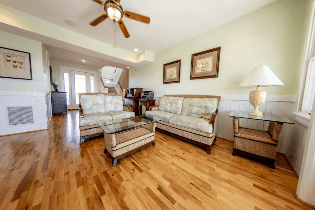 Large Open Living Room Accommodating Big Groups — Multiple Seating Areas | The Fitzgerald at Outer Banks