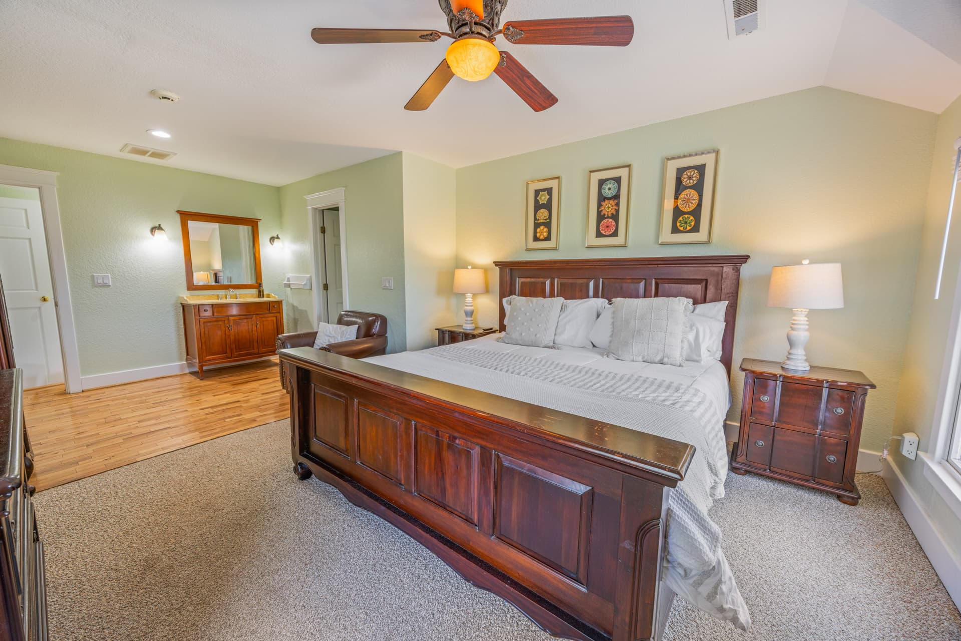 The Fitzgerald Bedroom 7 — Elegant King Suite with Luxury Bedding | Sleeps 62 Across 28 Bedrooms, Outer Banks