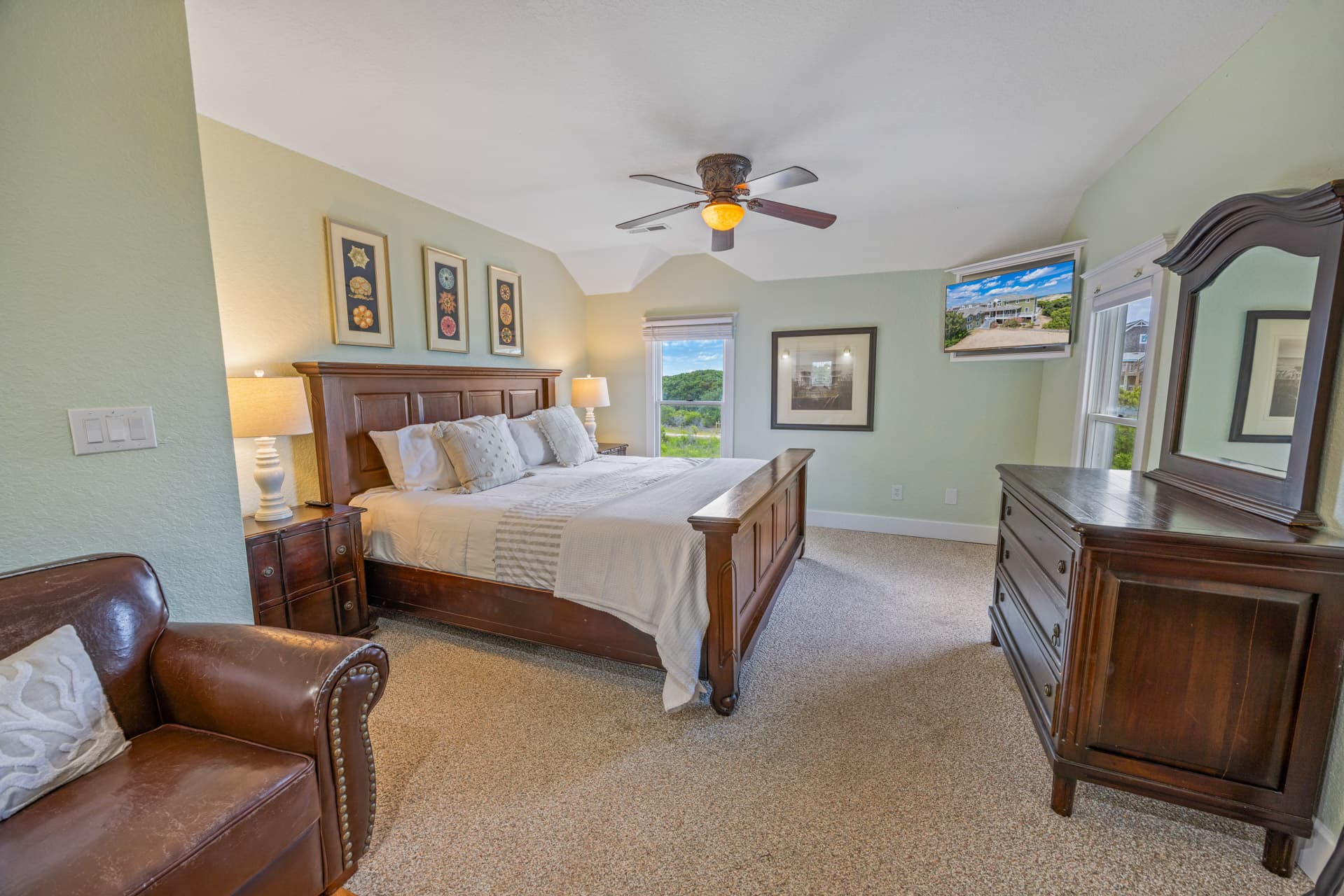 The Fitzgerald Bedroom 7 — Alternative View Showing Spacious Layout | 28BR Oceanfront Estate, Corolla, Outer Banks