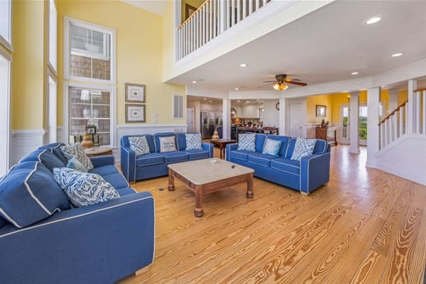 The Hemingway Great Room — Open Floor Plan Perfect for Large Group Gatherings | Outer Banks Beachfront